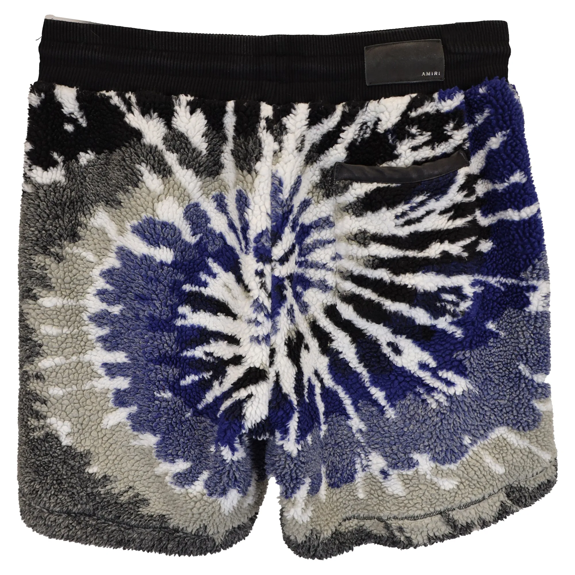 Amiri Wide-Leg Leather-trimmed Tie-Dyed Drawstring Shorts In Multicolor Fleece