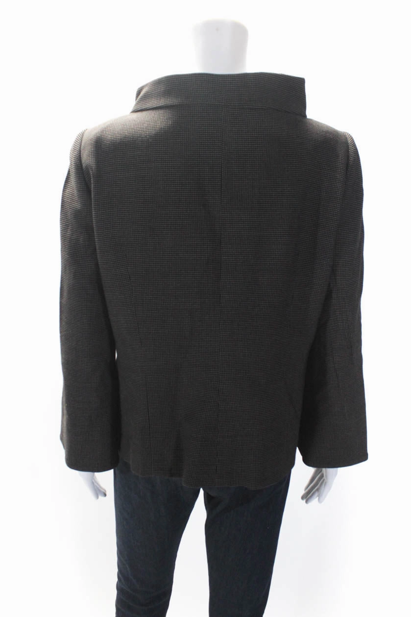 Armani Collezioni Women's Asymmetrical Long Sleeves Button Jacket Brown