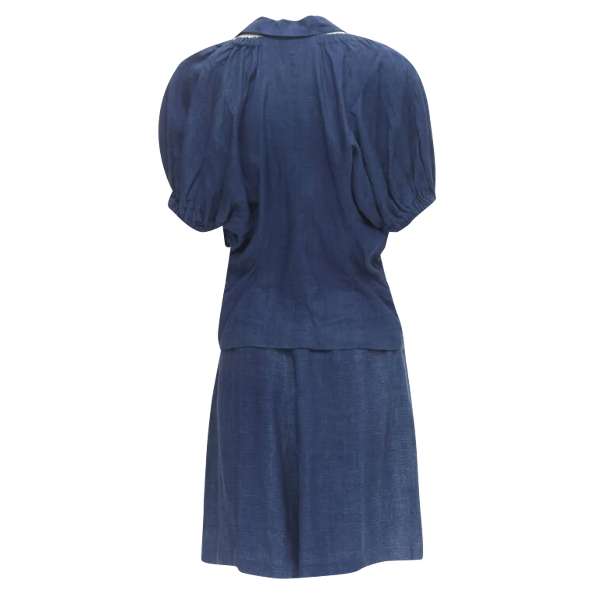 Comme Des Garcons linen ruched sleeve cut out top shorts set