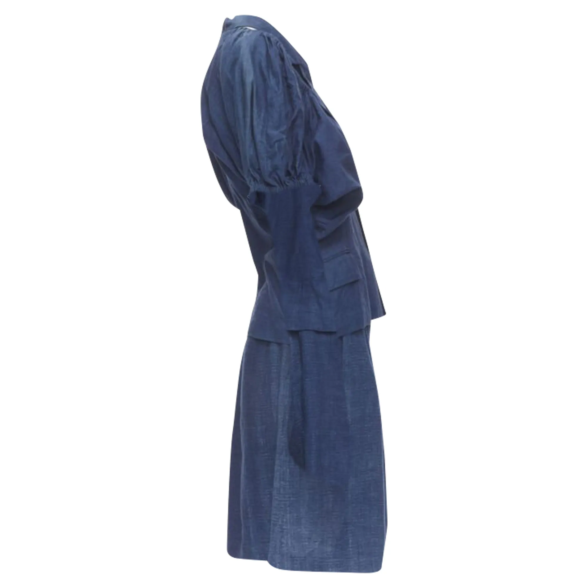 Comme Des Garcons linen ruched sleeve cut out top shorts set