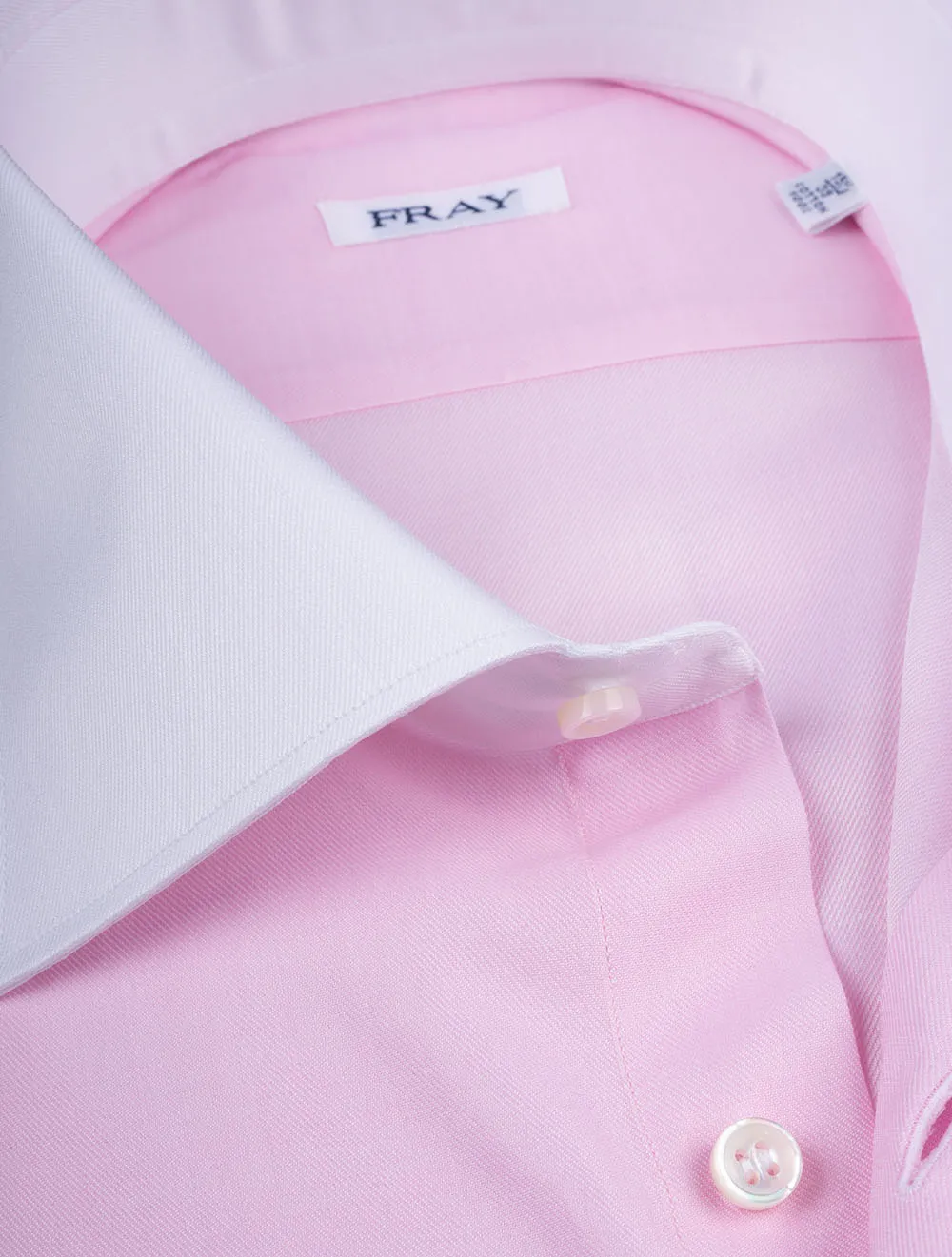 Contrast Cuff and Collar Shirt Pink