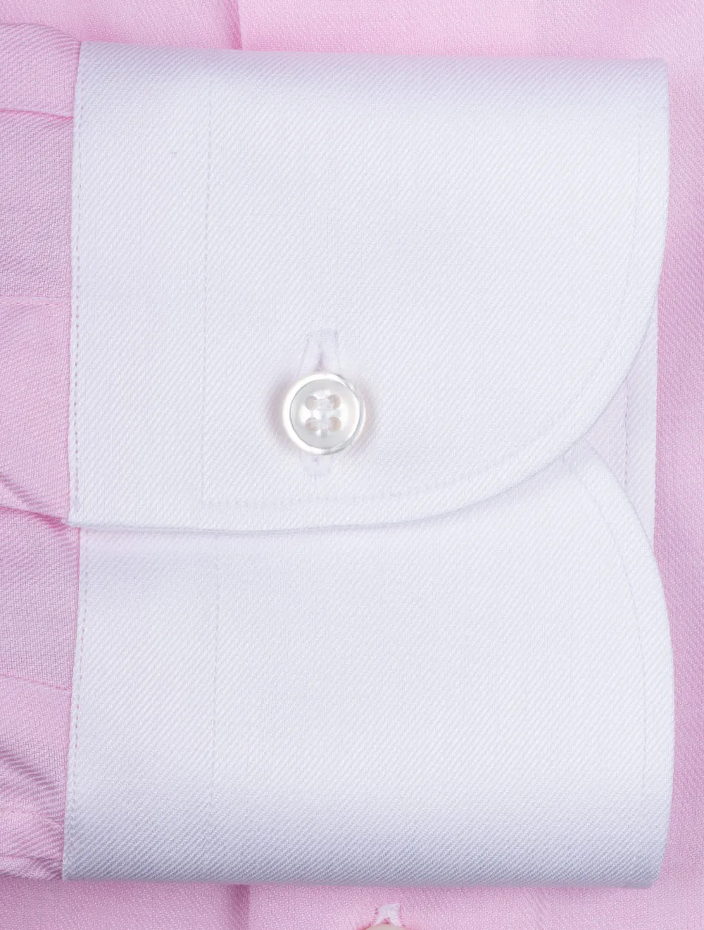 Contrast Cuff and Collar Shirt Pink