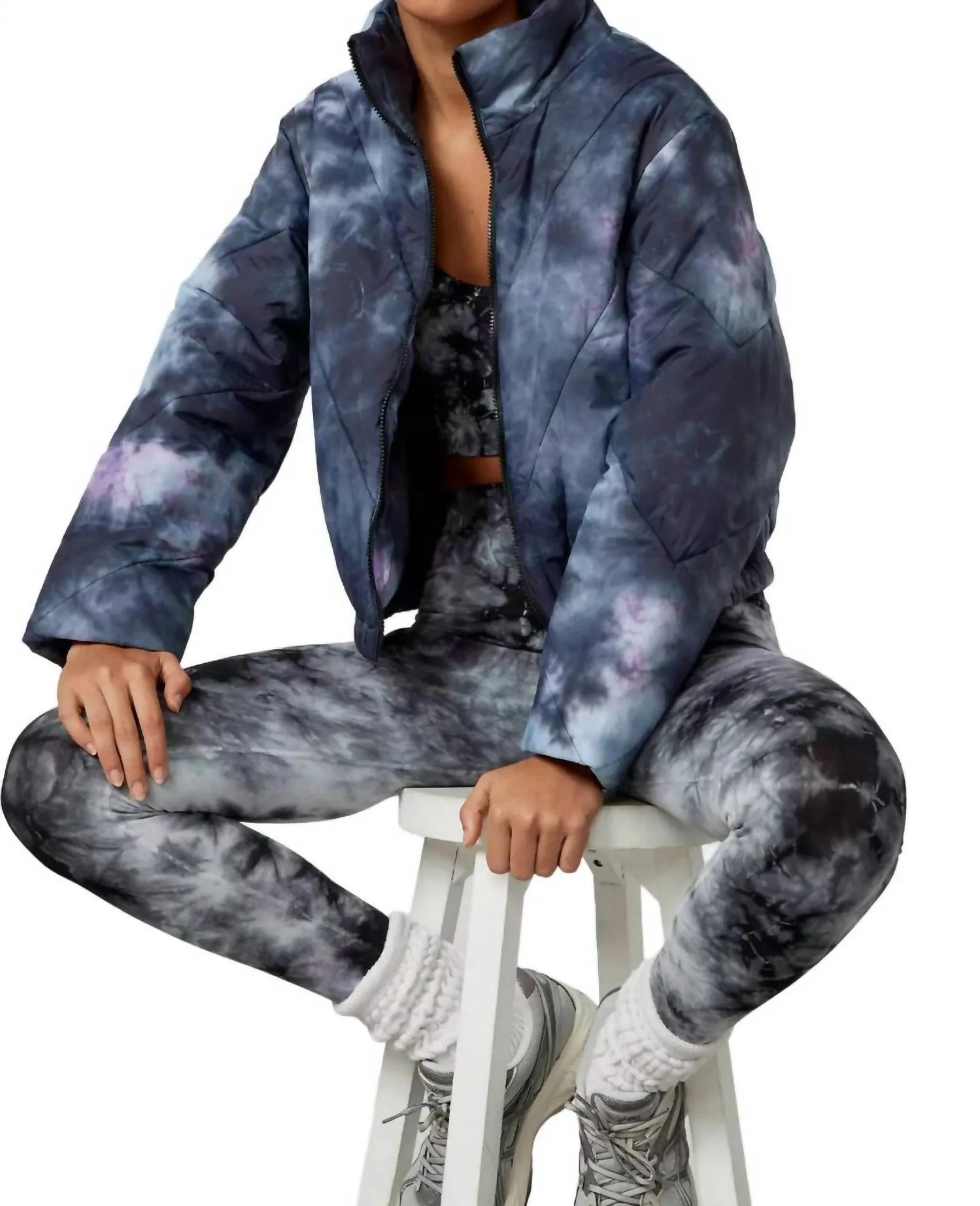 Easton Puffer Jacket In Tie Dye