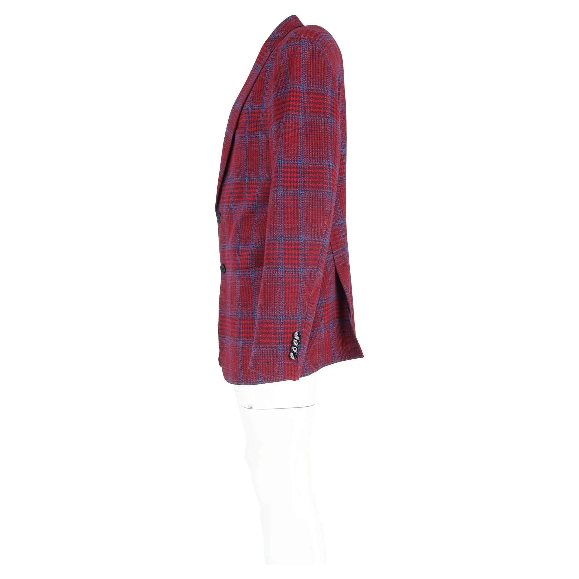 Etro Houndstooth Single-Breasted Blazer in Red Wool