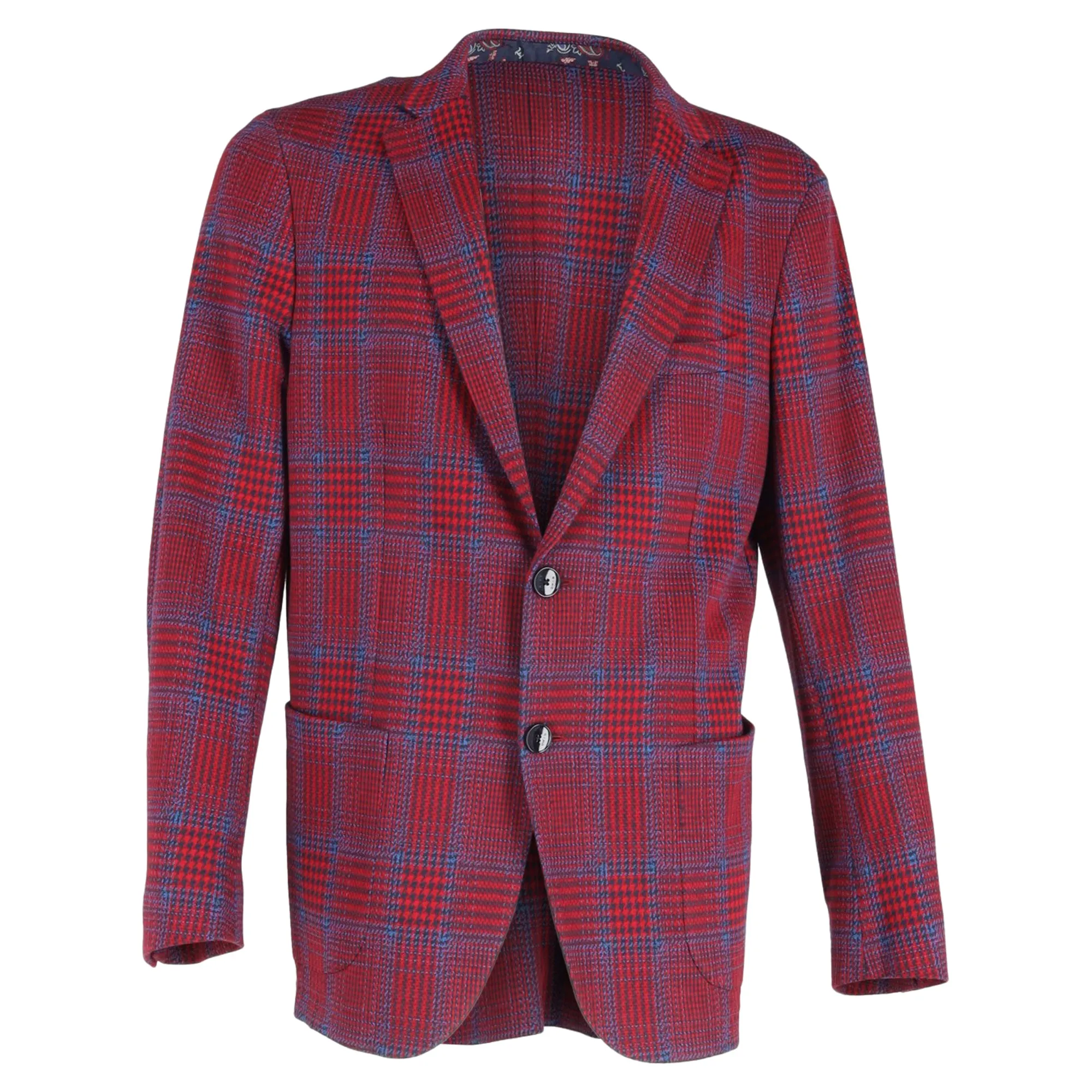 Etro Houndstooth Single-Breasted Blazer in Red Wool