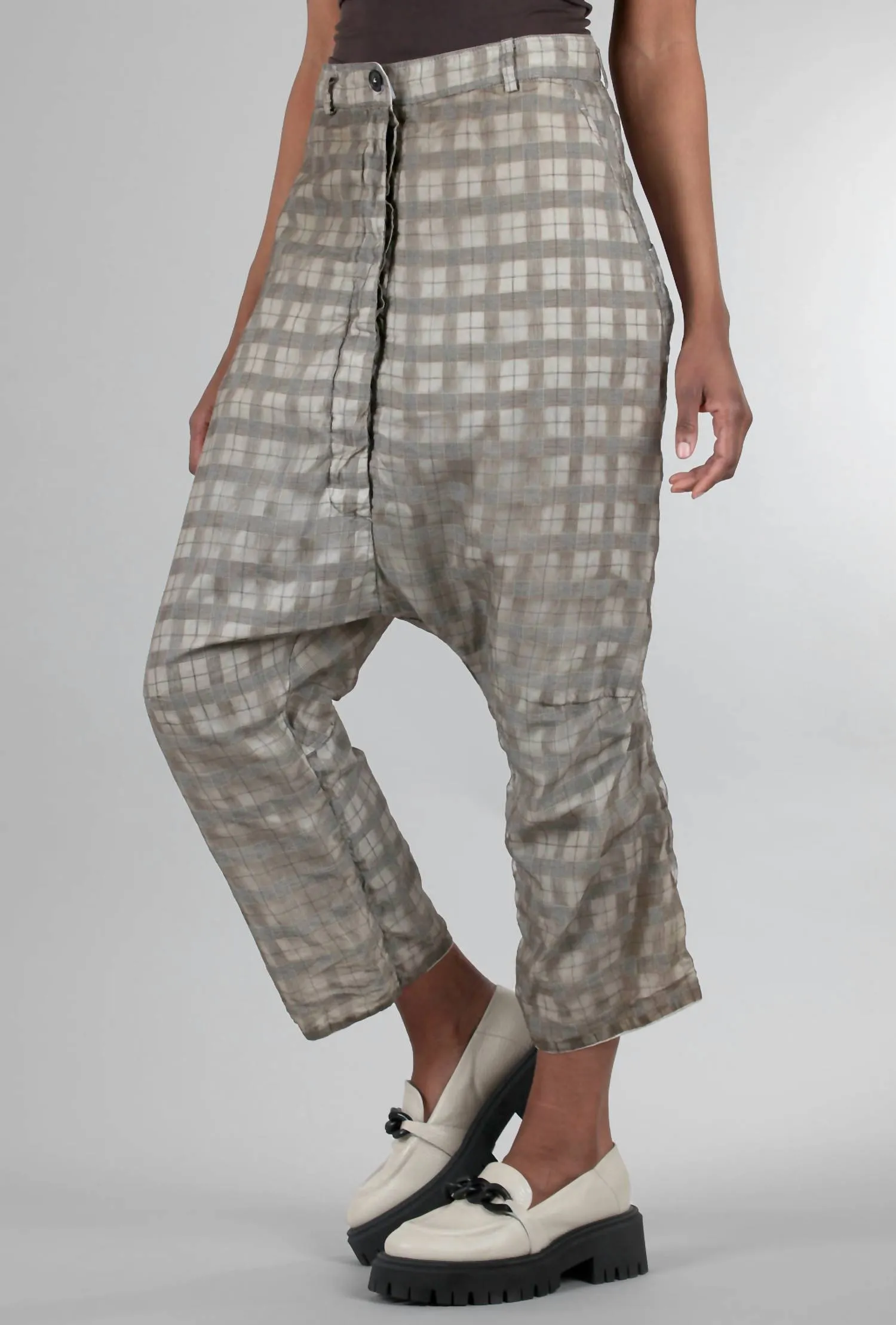 Illusion Layer Check Pant In Linen