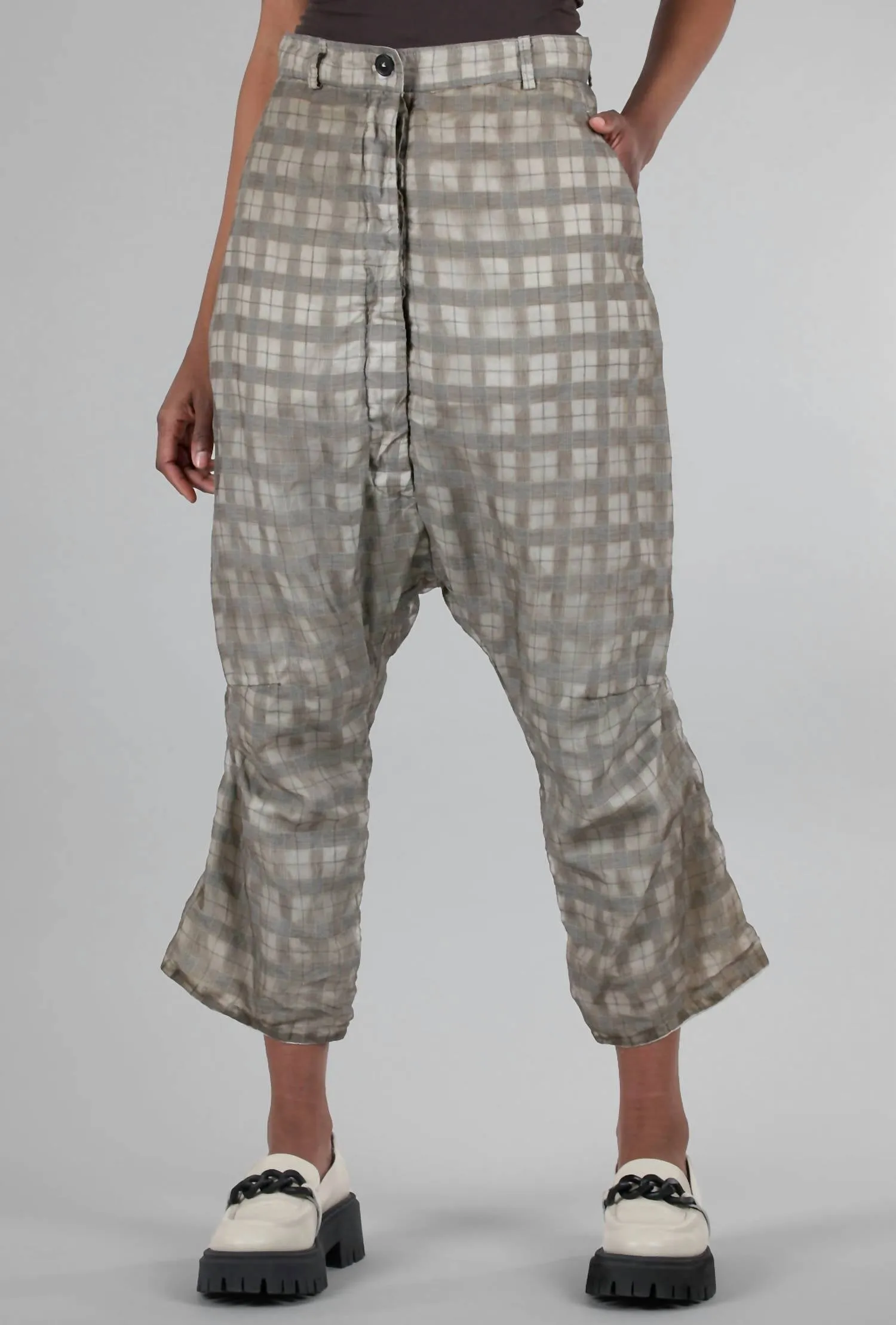 Illusion Layer Check Pant In Linen