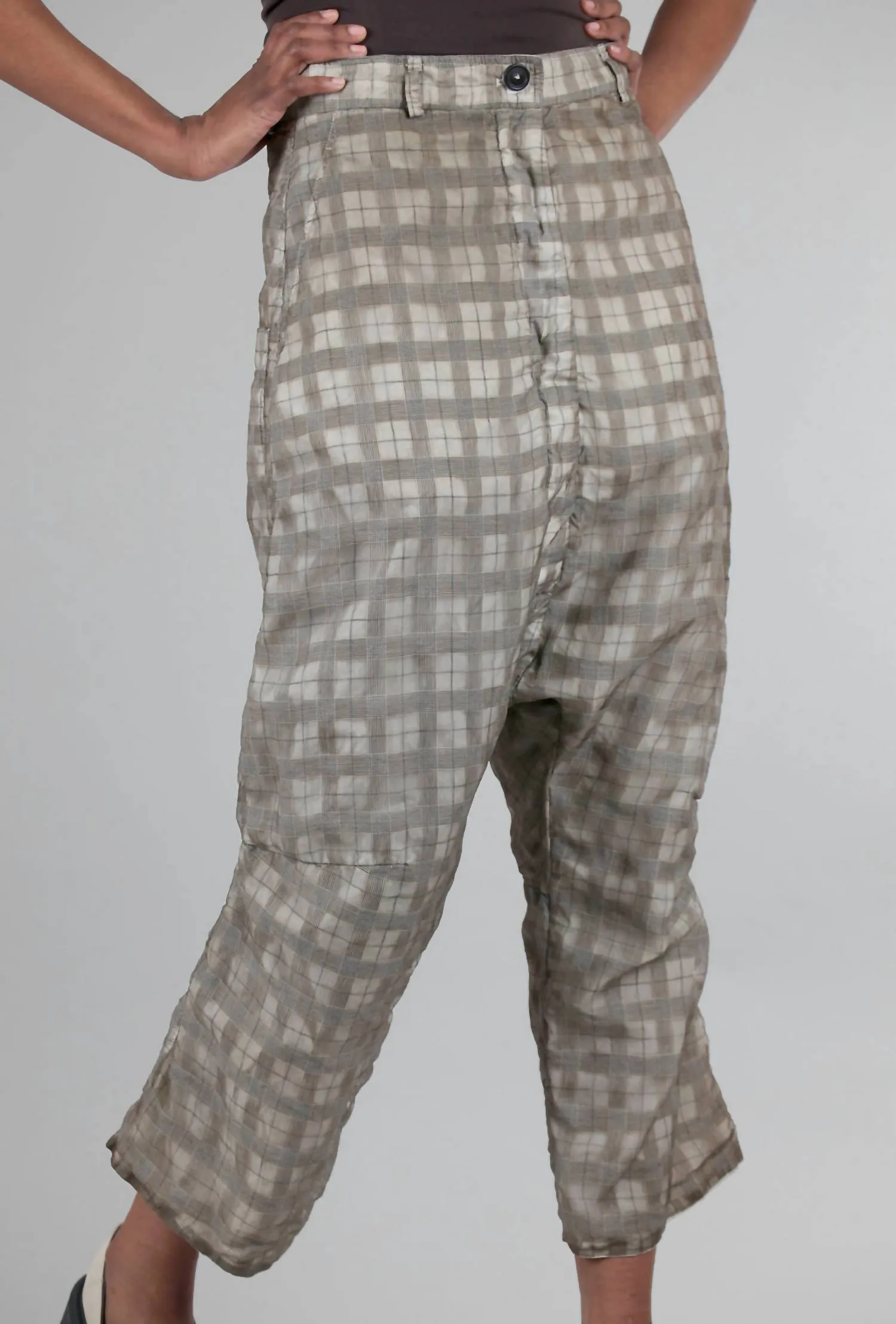 Illusion Layer Check Pant In Linen