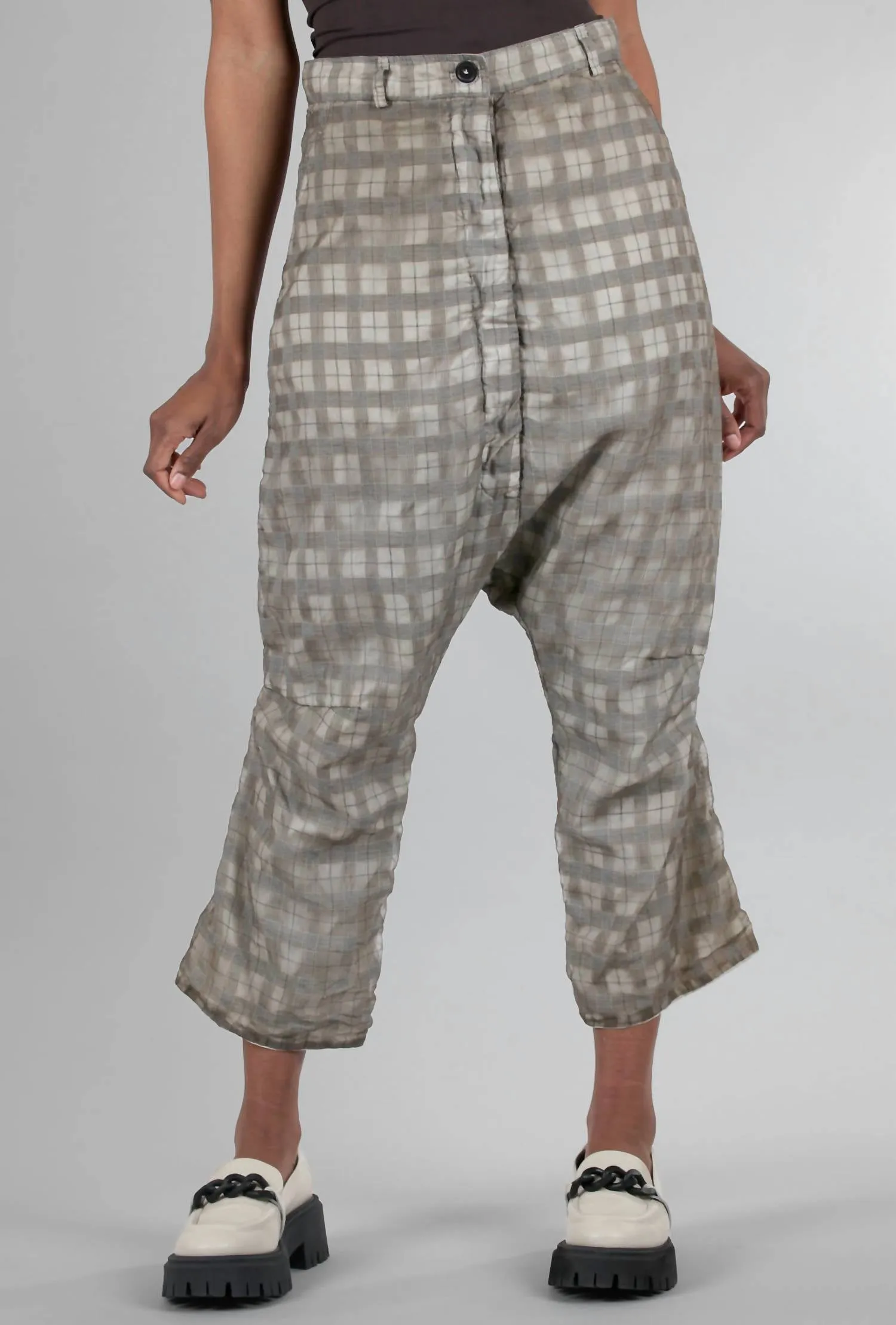 Illusion Layer Check Pant In Linen