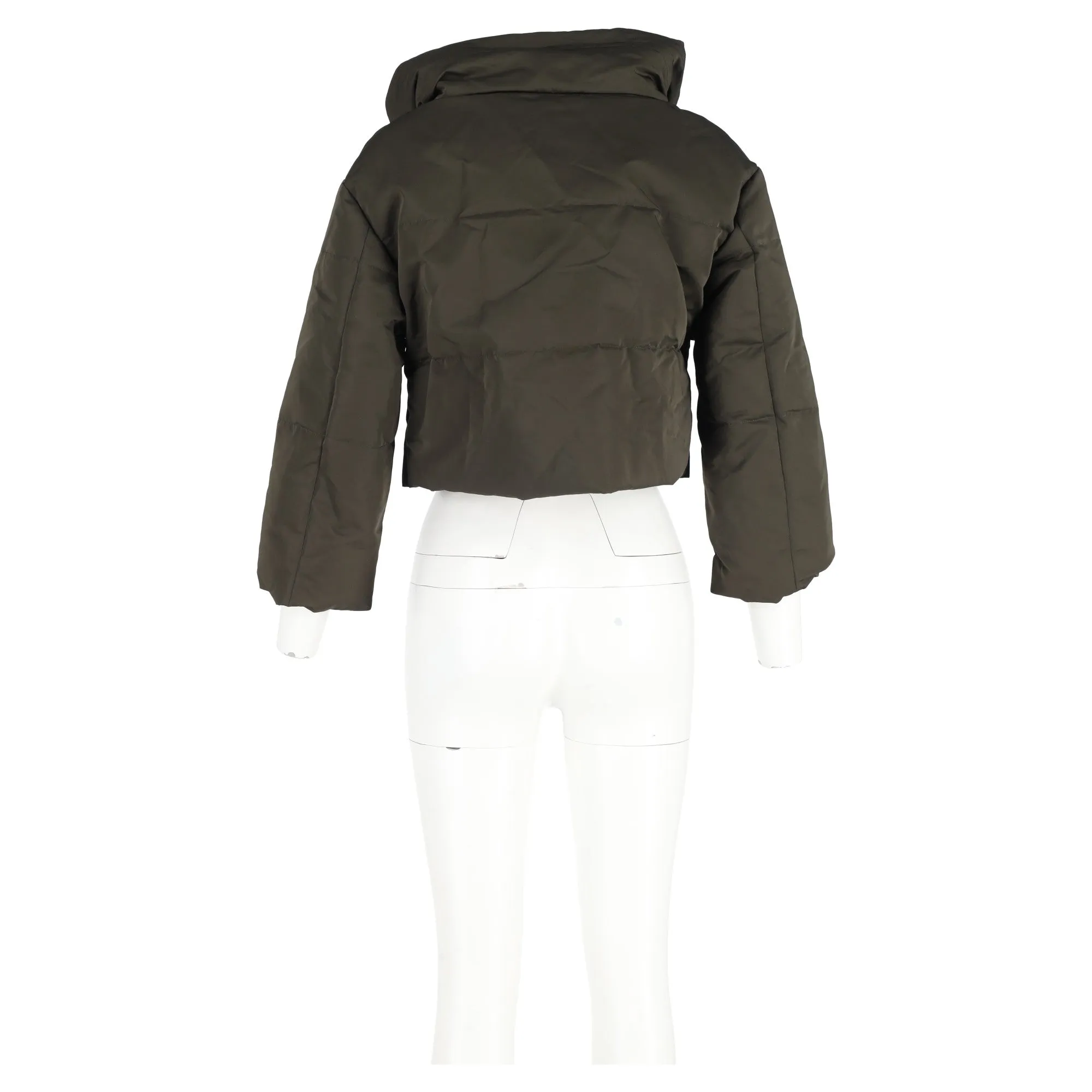 Jil Sander Cropped Puffer Jacket in Green Nylon