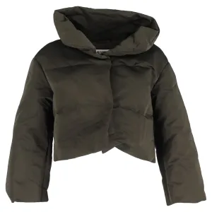 Jil Sander Cropped Puffer Jacket in Green Nylon