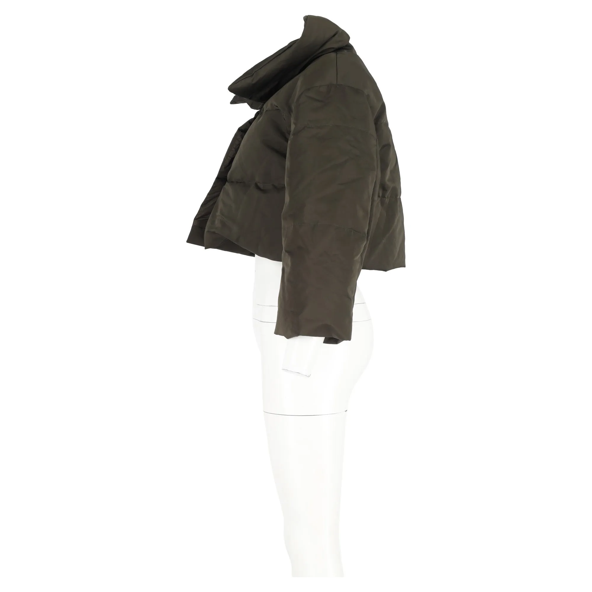 Jil Sander Cropped Puffer Jacket in Green Nylon