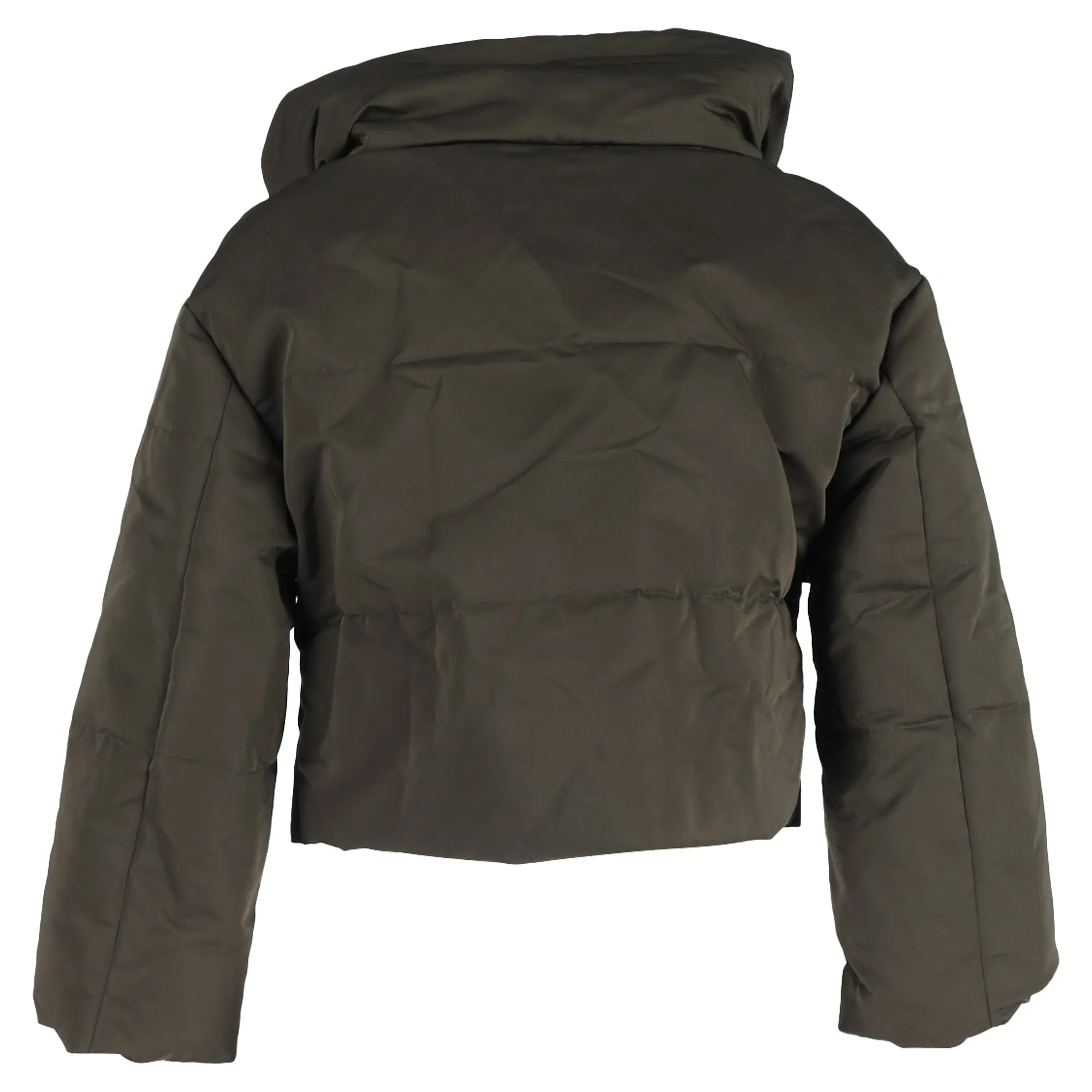 Jil Sander Cropped Puffer Jacket in Green Nylon