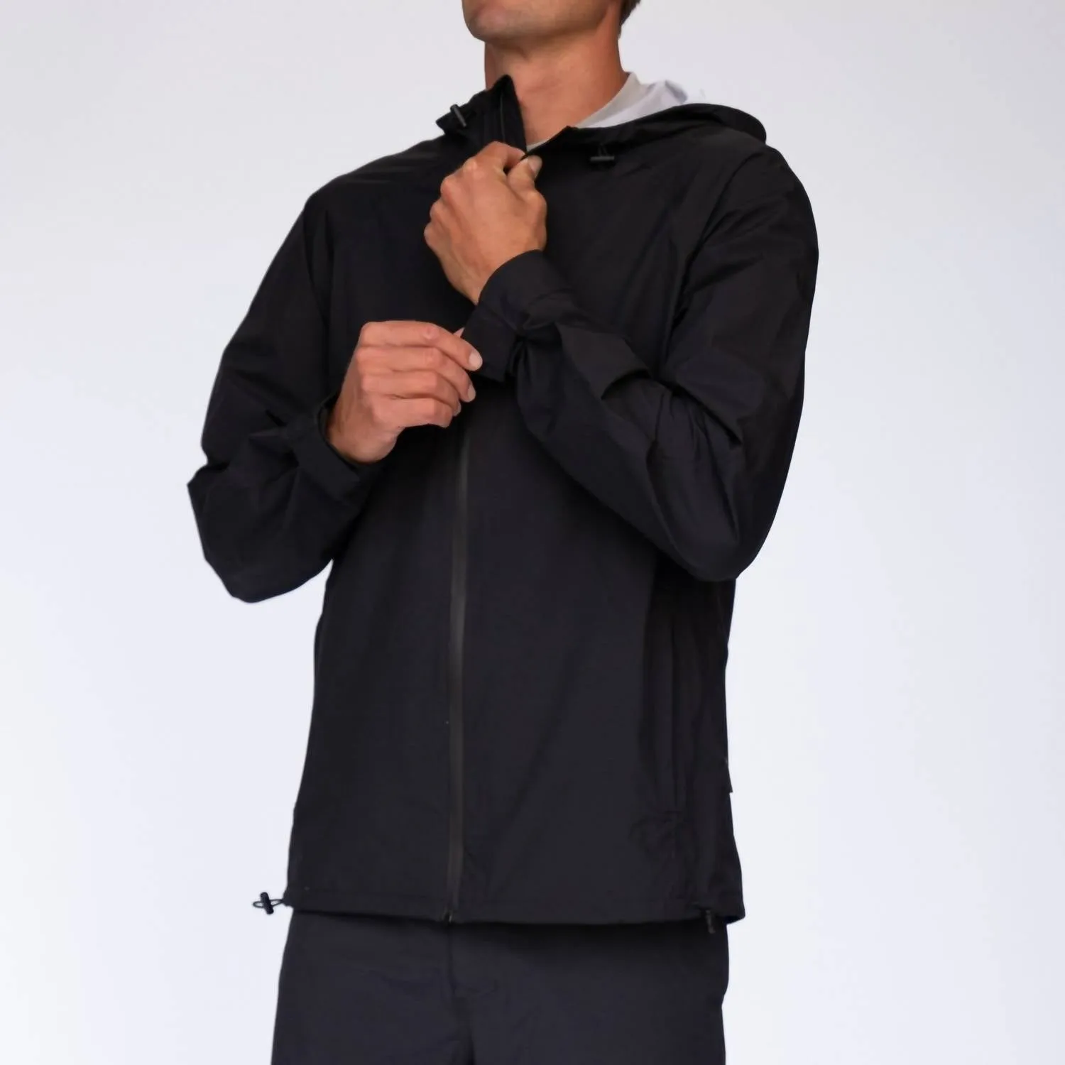 Lightweight Packable Rain Jacket In Black