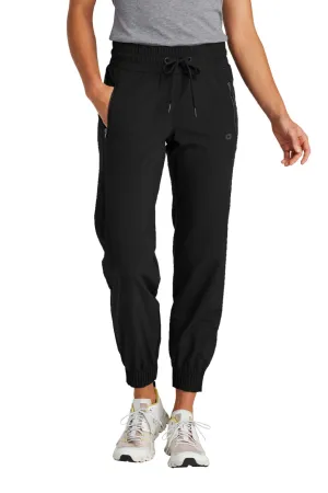 Ogio Womens Connection Water Resistant Jogger Sweatpants w/ Pockets - Blacktop