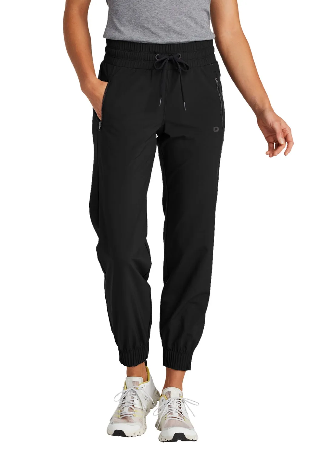 Ogio Womens Connection Water Resistant Jogger Sweatpants w/ Pockets - Blacktop