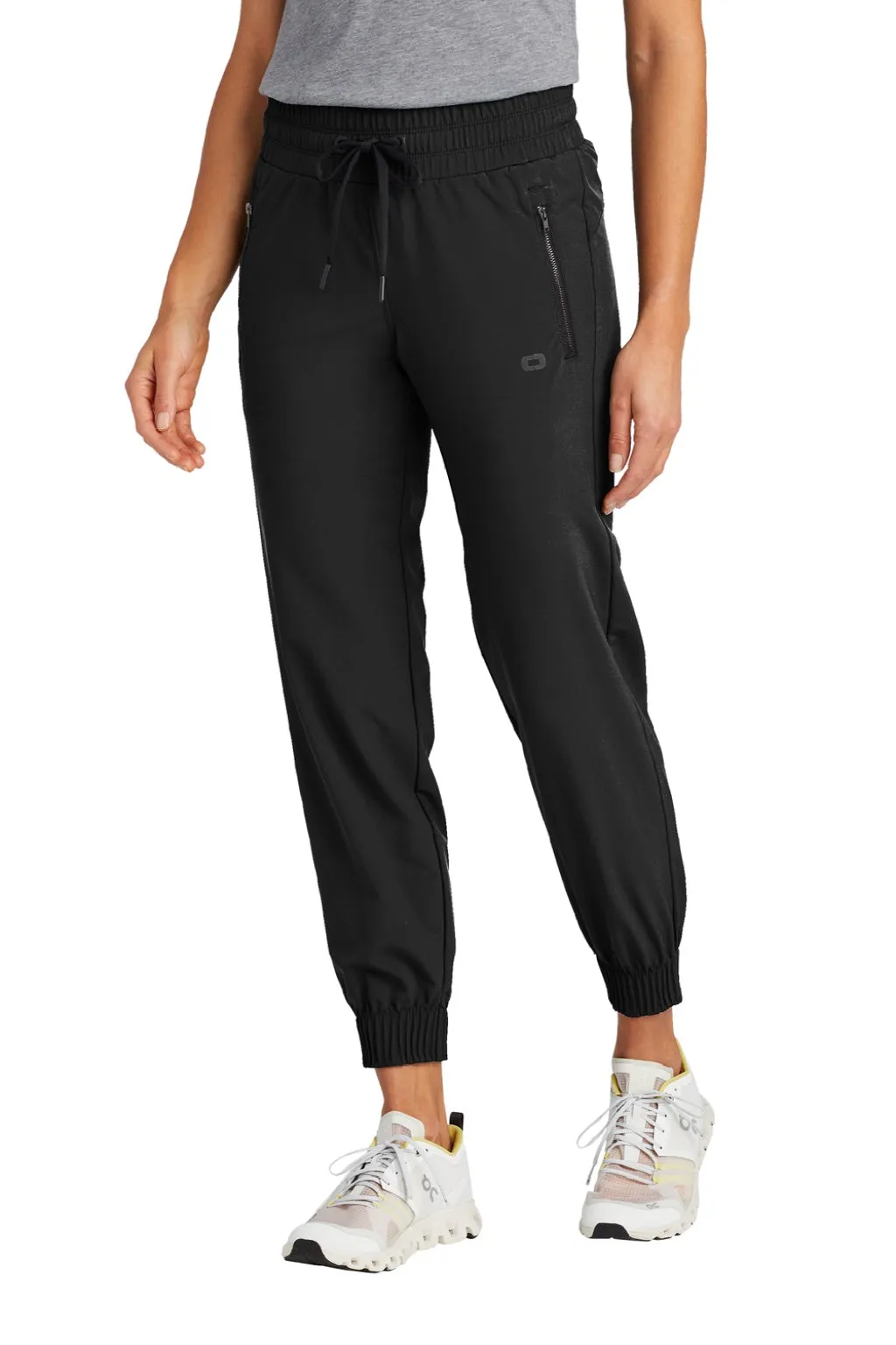 Ogio Womens Connection Water Resistant Jogger Sweatpants w/ Pockets - Blacktop