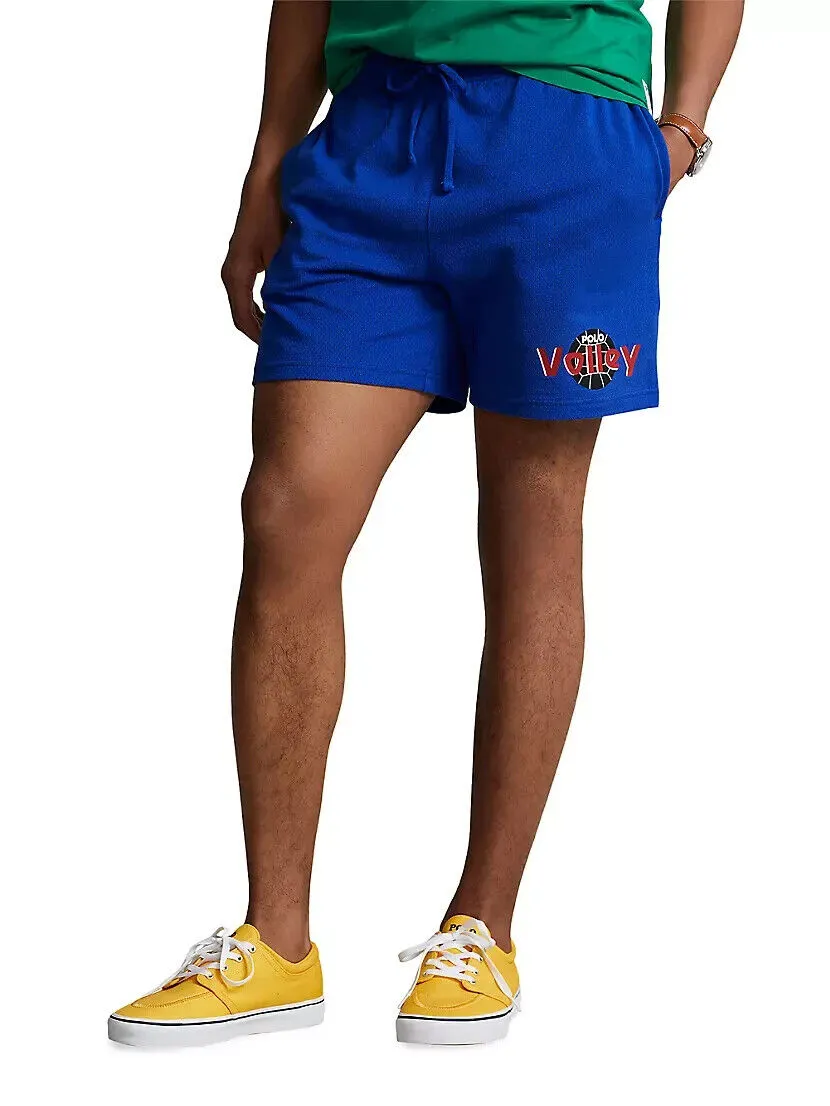 Polo Ralph Lauren Board Shorts Men's Blue Cotton Waffle-Knit Graphic MCWW171