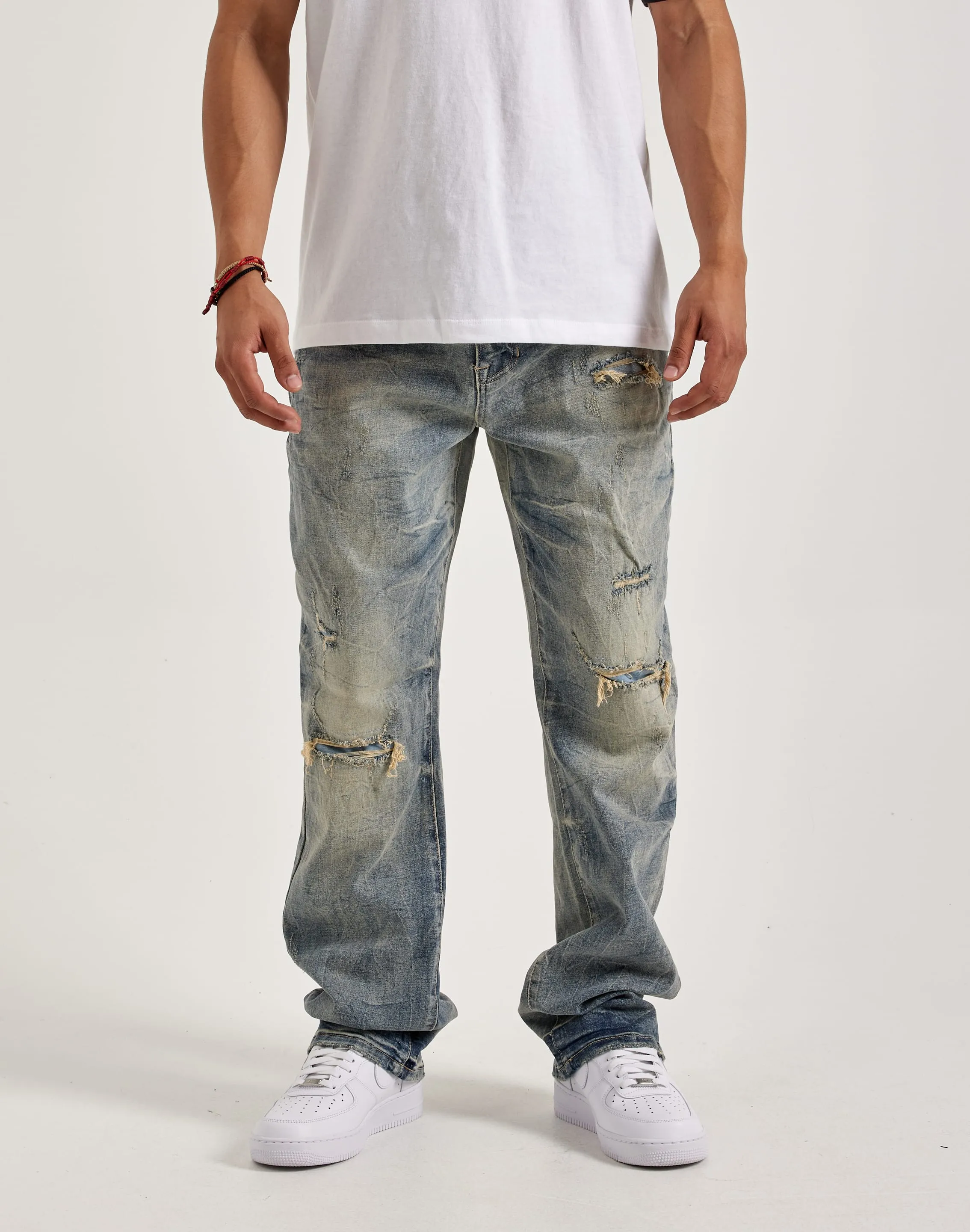 Smoke Rise Rip & Repair Straight Denim Jeans