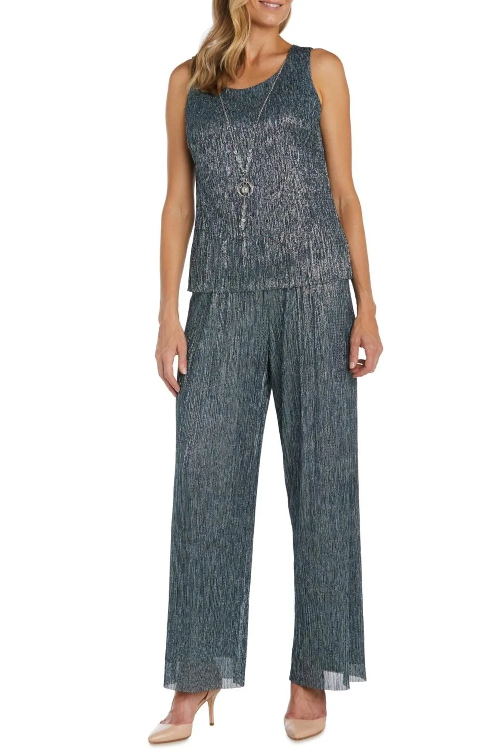 3-Piece Jacket Tank Pants Evening Set In Spruce