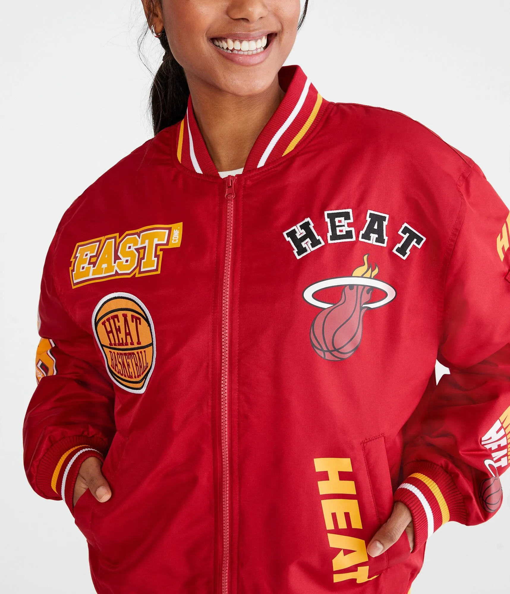 Aeropostale Miami Heat Basketball Bomber Jacket