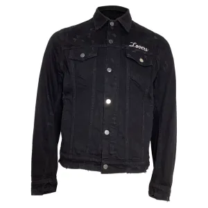 Amiri Lovers Trucker Graphic Print Denim Jacket in Black Cotton