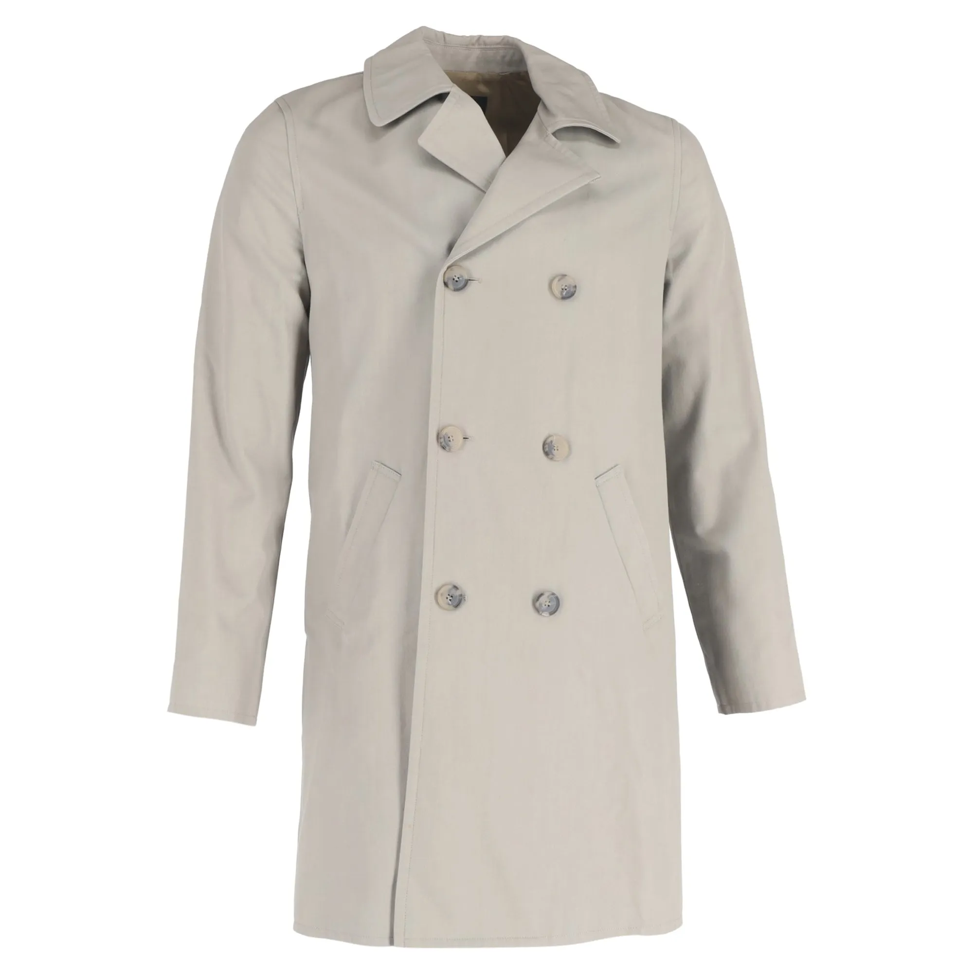 A.P.C. Double-Breasted Coat in Grey Cotton