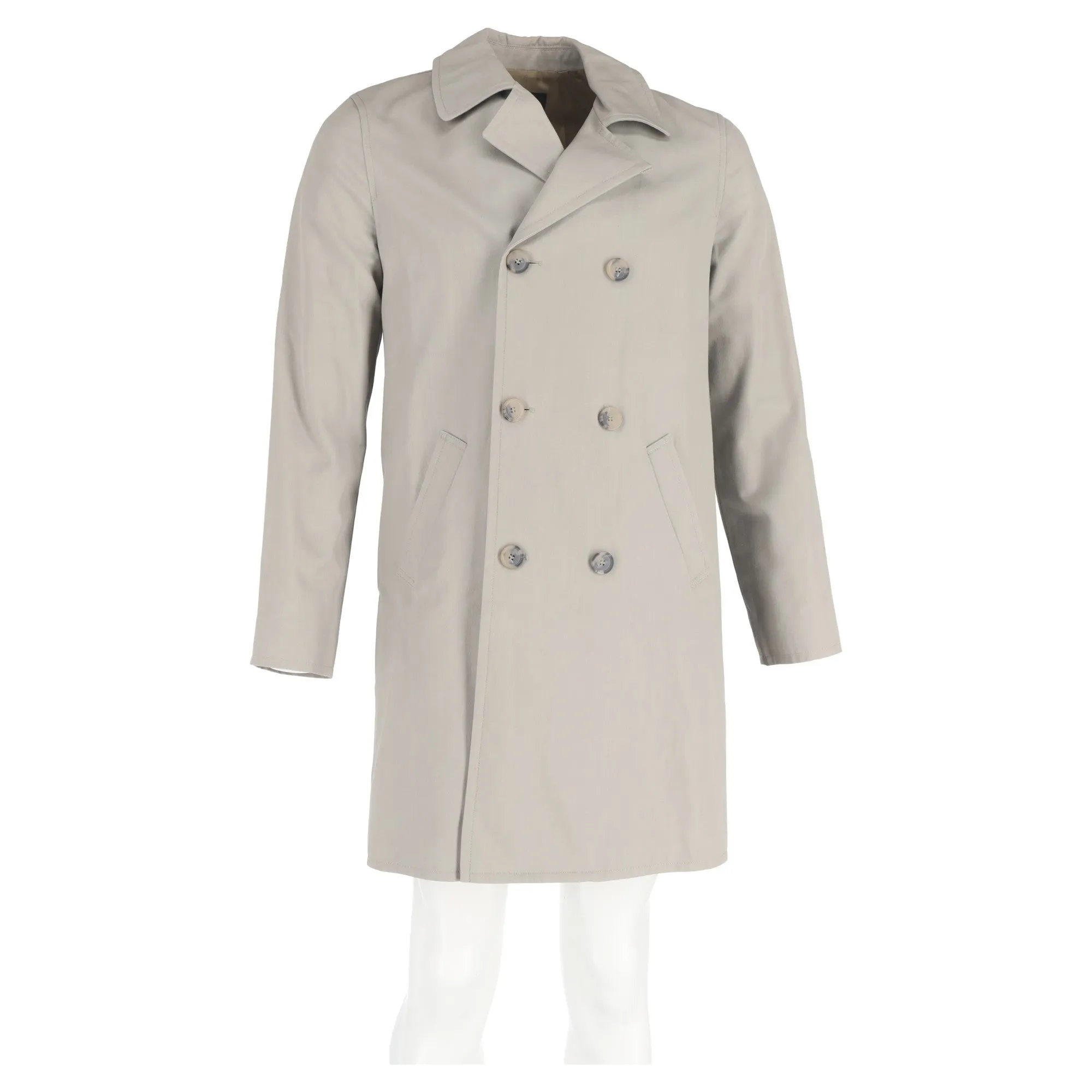 A.P.C. Double-Breasted Coat in Grey Cotton