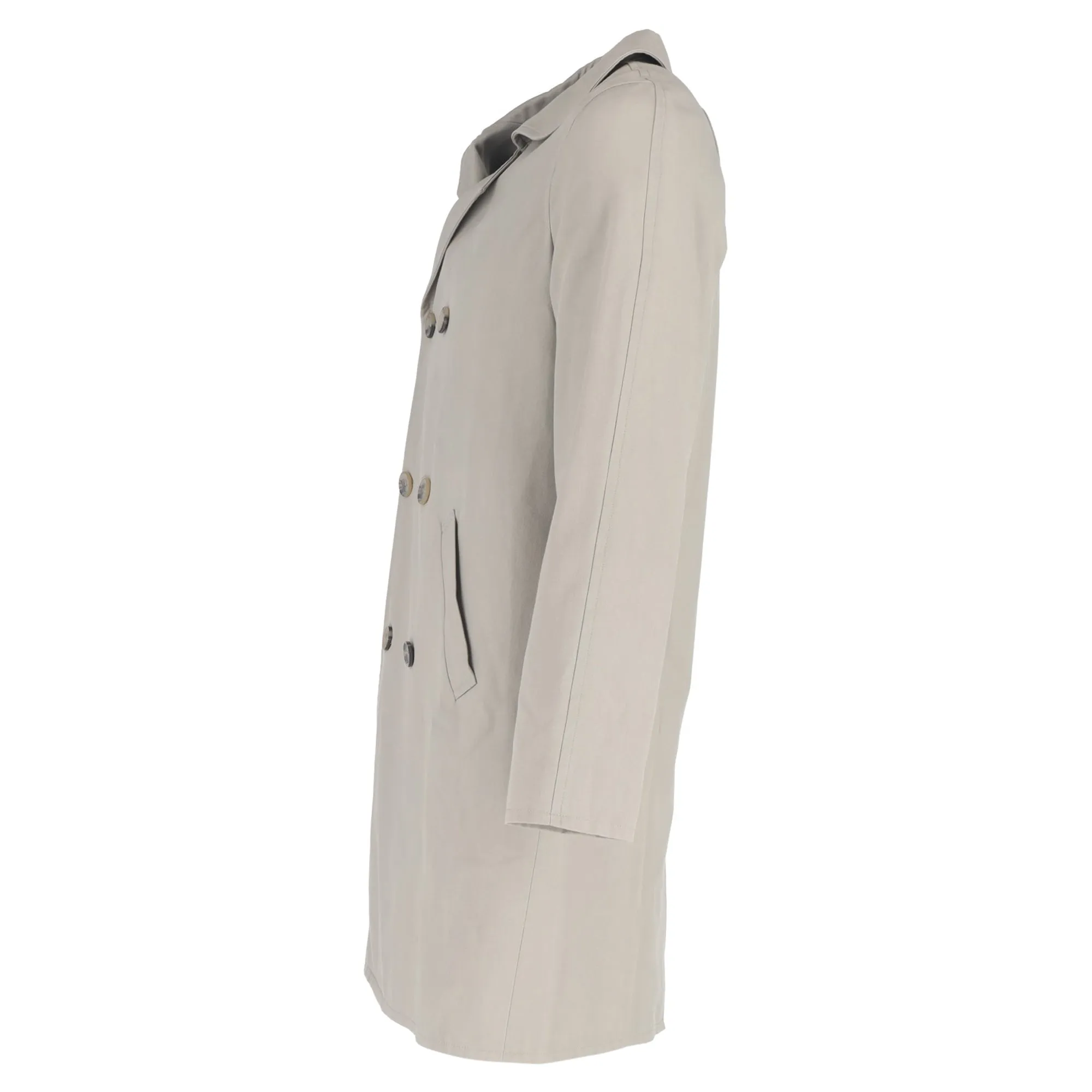 A.P.C. Double-Breasted Coat in Grey Cotton