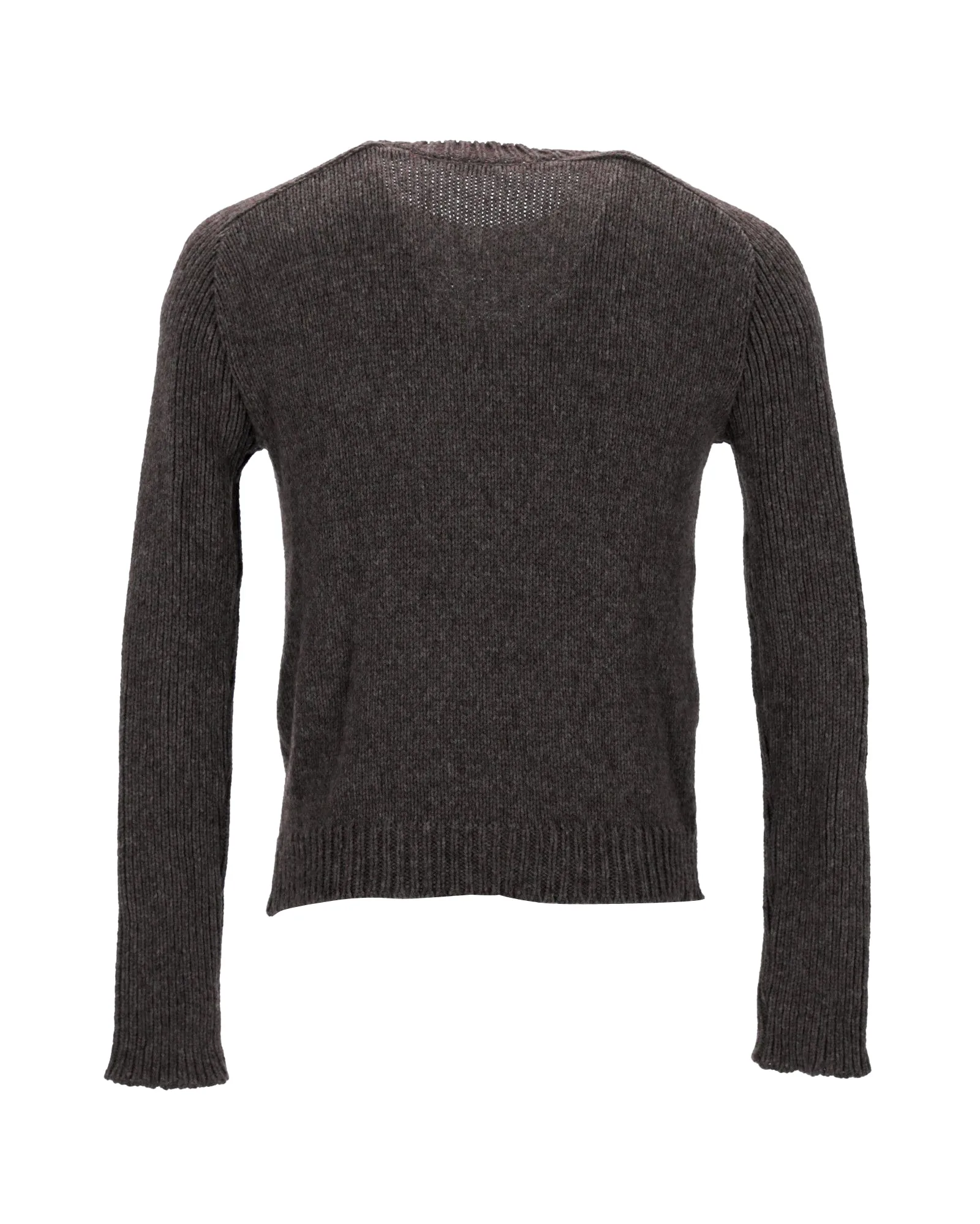 Balmain Knitted Crewneck Sweater in Brown Wool