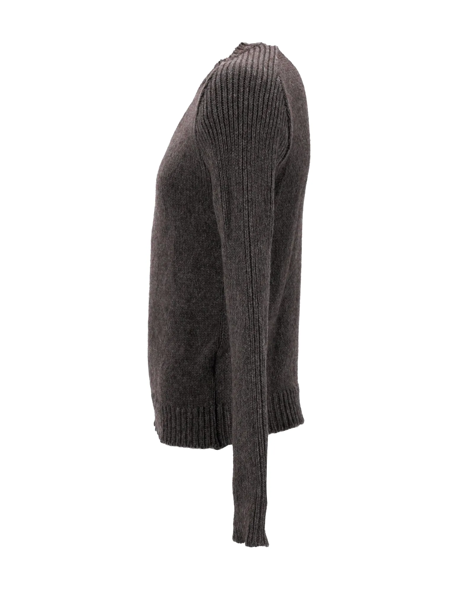 Balmain Knitted Crewneck Sweater in Brown Wool