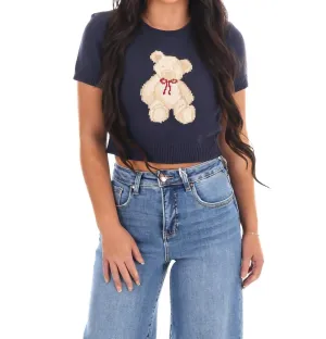 Bear Necessities Teddy Sweater In Navy