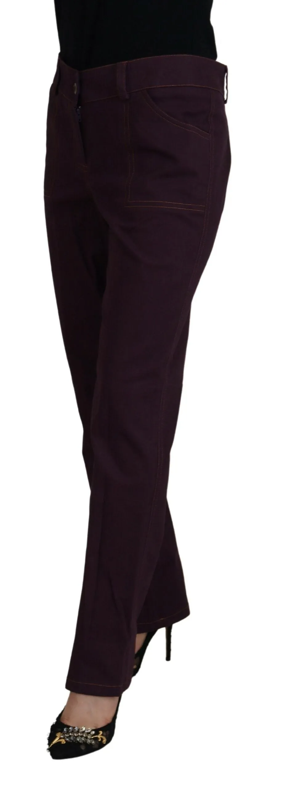 BENCIVENGA  Cotton Mid Waist Women Tape Women's Pants