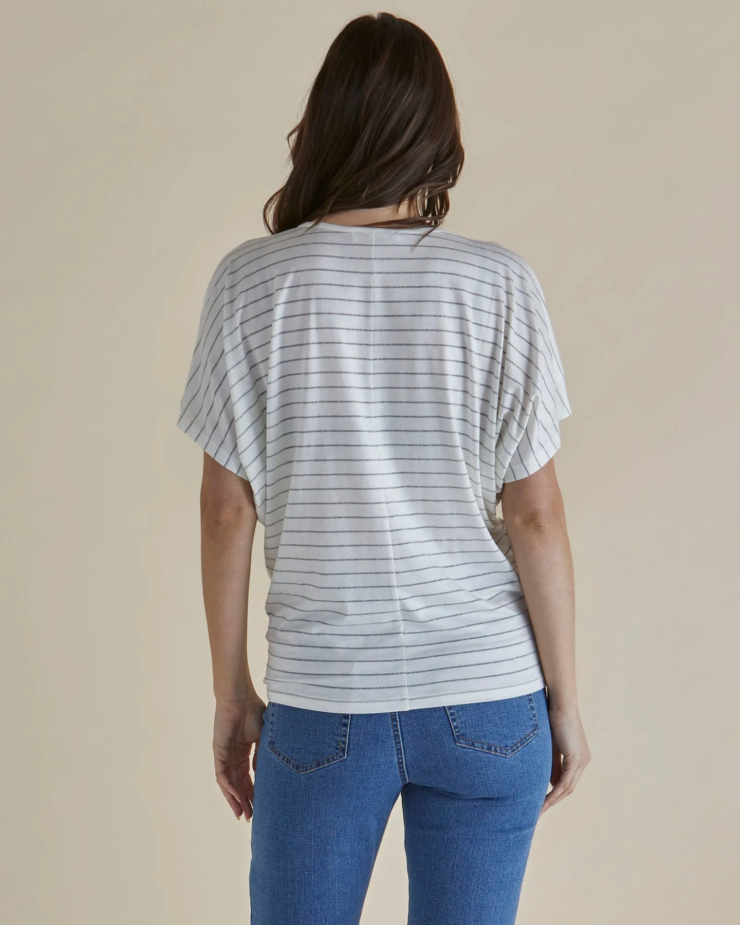 Betty Basics Maui Tee White Lurex Stripe