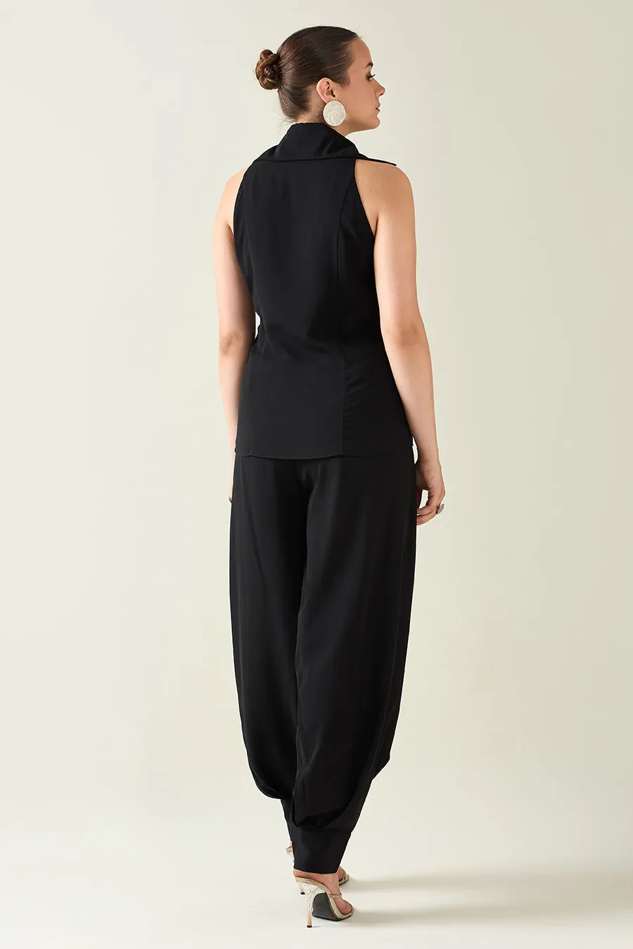 Black Noir Co-Ord Set With Metallic Finish Belt