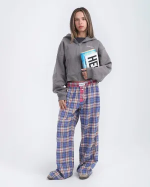Blue Pink Multicolor Plaid Boxer Pants