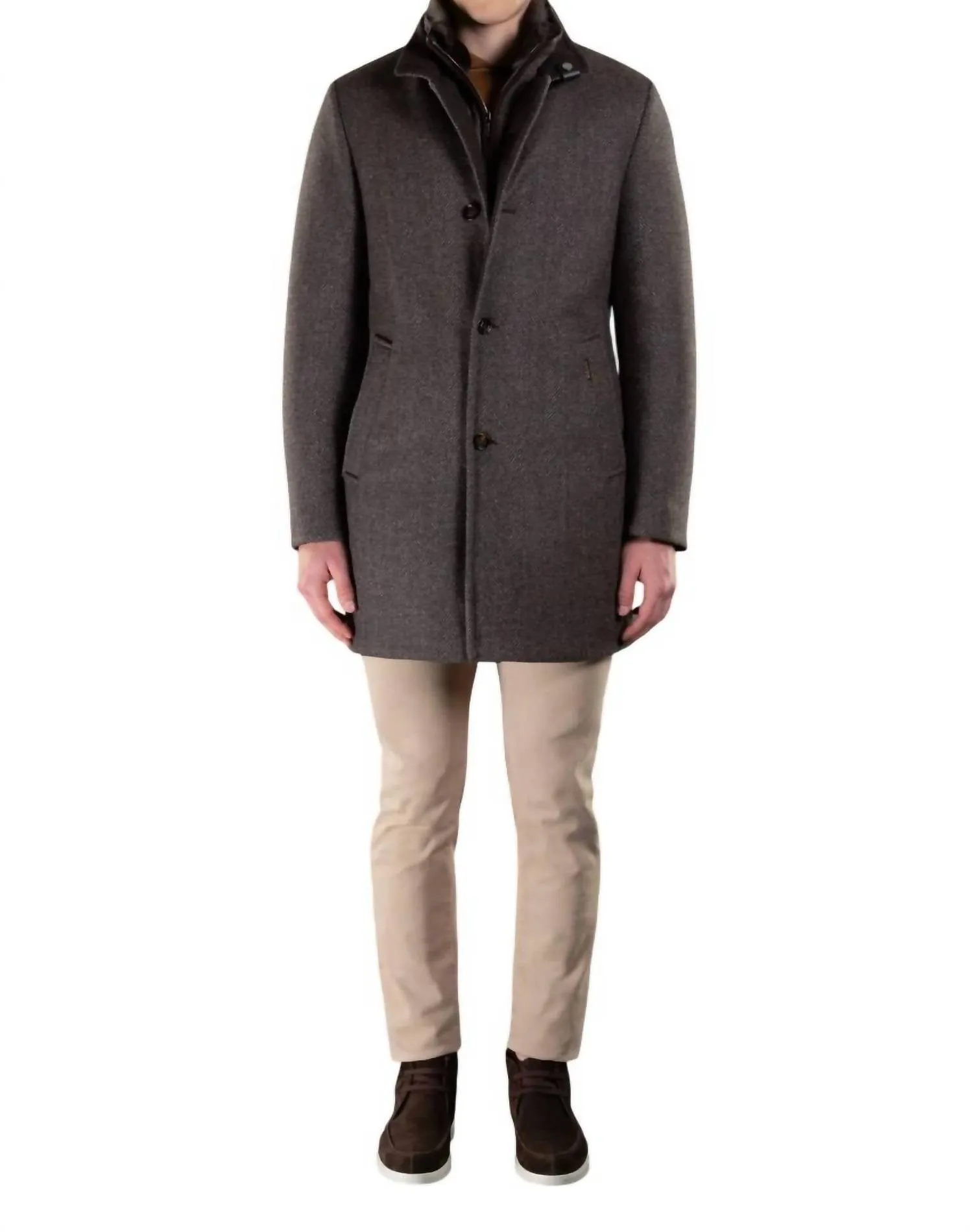 Bond Fur Hd Herringbone Down Coat In Anthracite