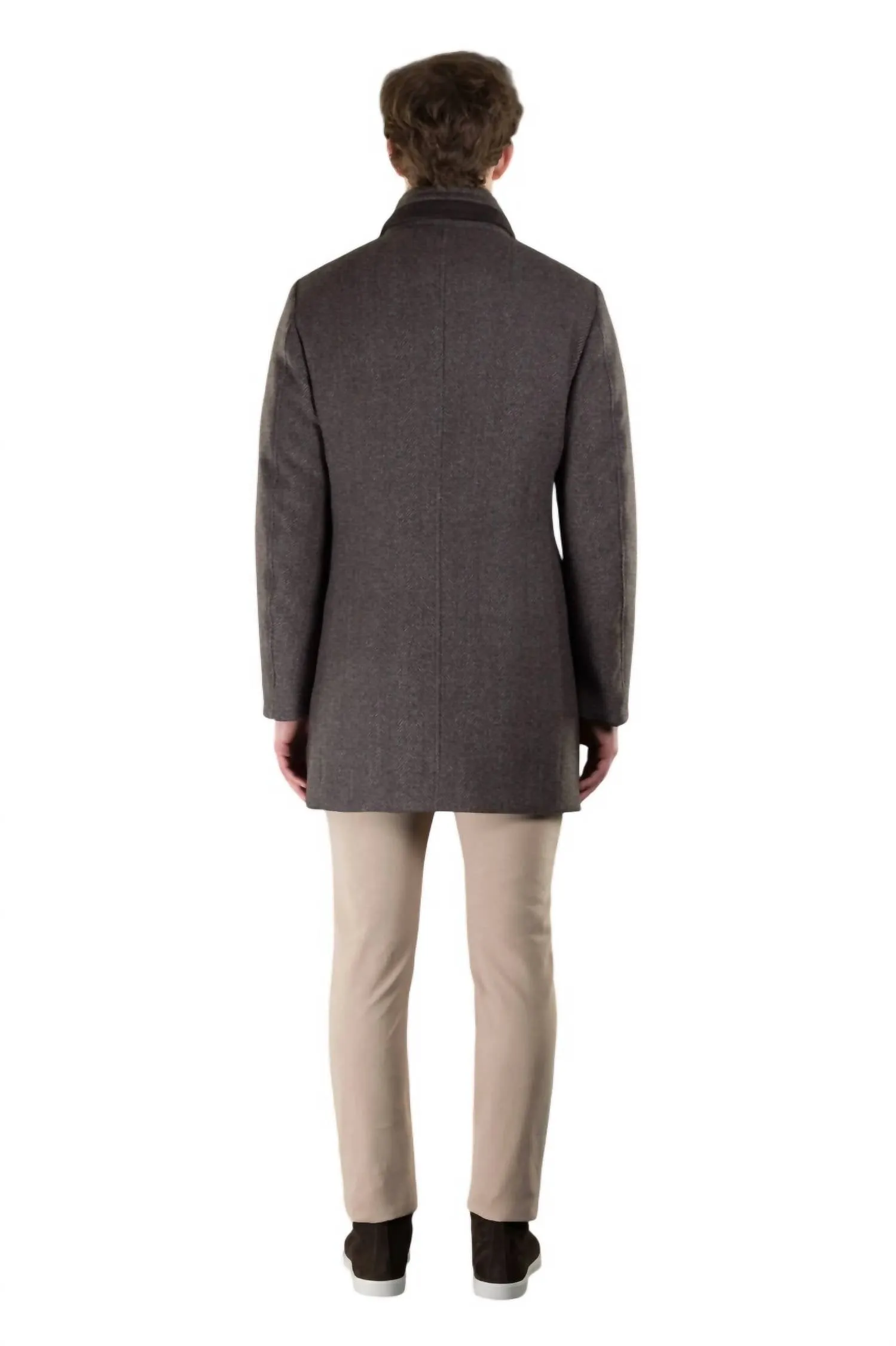 Bond Fur Hd Herringbone Down Coat In Anthracite