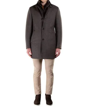 Bond Fur Hd Herringbone Down Coat In Anthracite