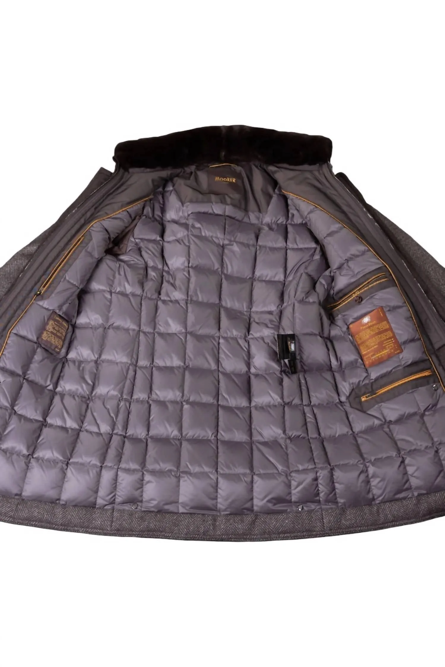 Bond Fur Hd Herringbone Down Coat In Anthracite