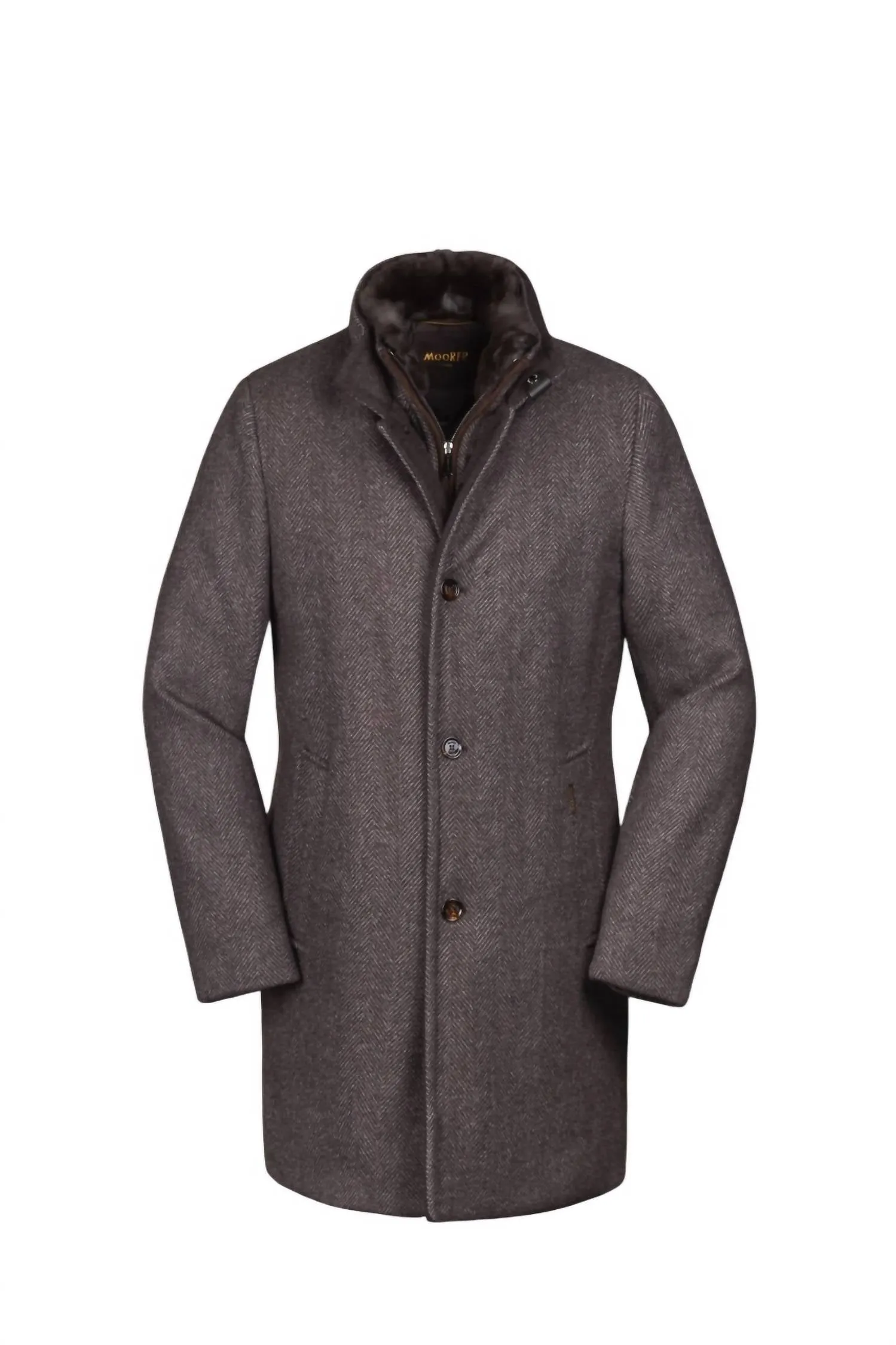 Bond Fur Hd Herringbone Down Coat In Anthracite