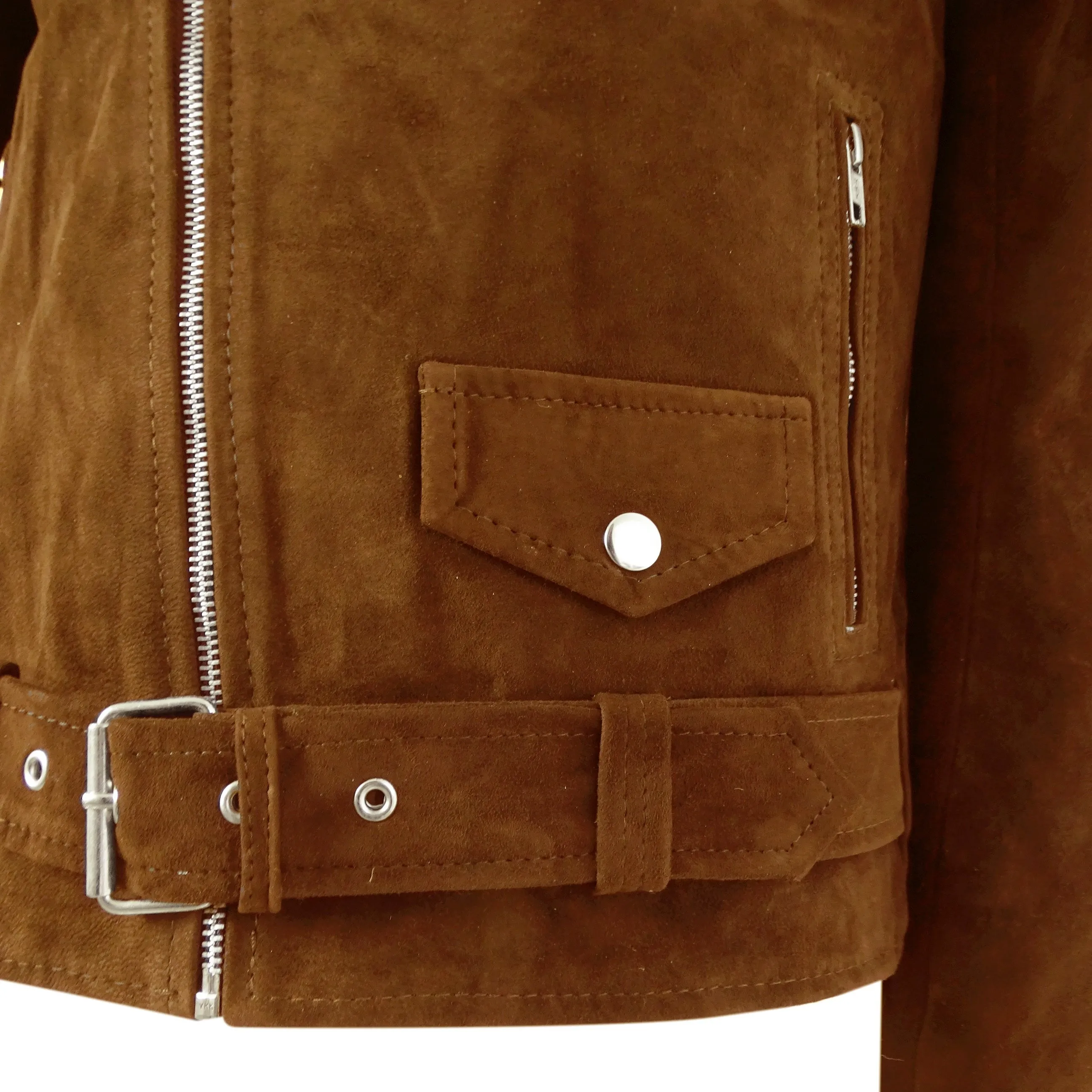 Brando Slim Cross Zip Suede Leather Jacket