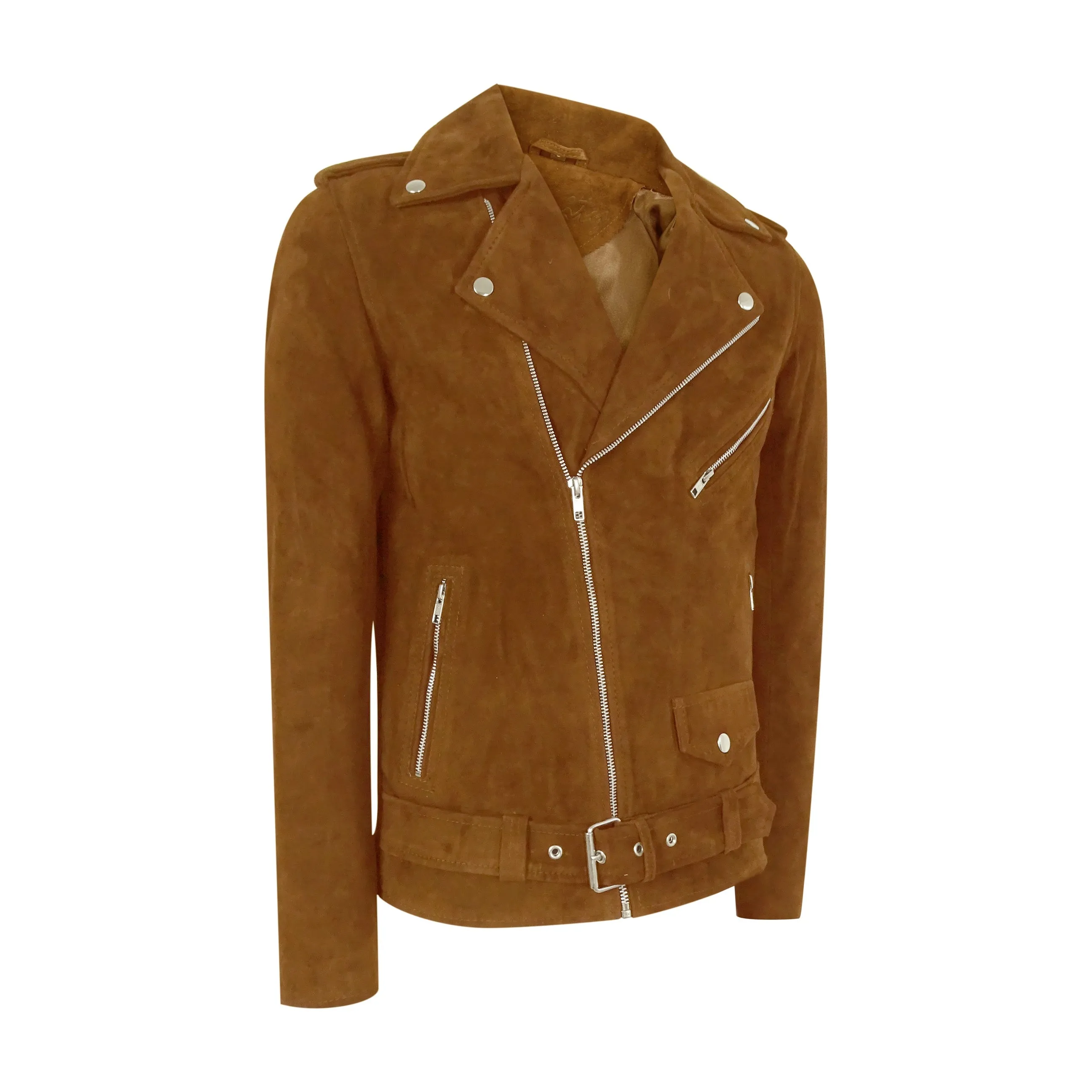Brando Slim Cross Zip Suede Leather Jacket