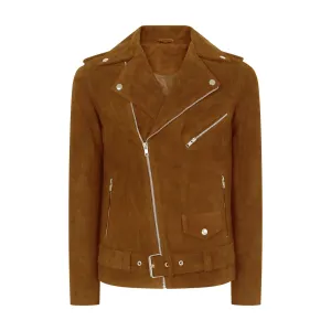 Brando Slim Cross Zip Suede Leather Jacket