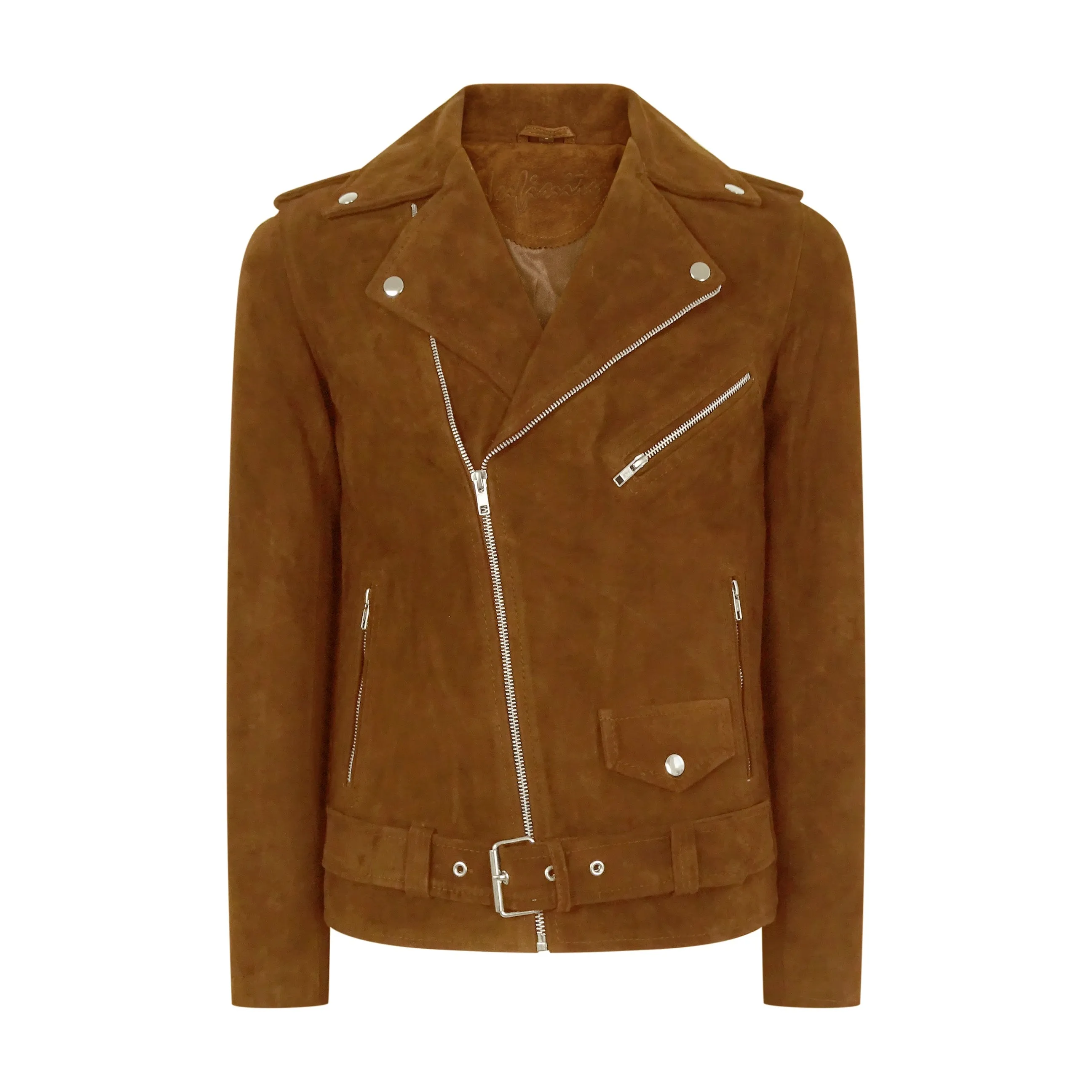 Brando Slim Cross Zip Suede Leather Jacket