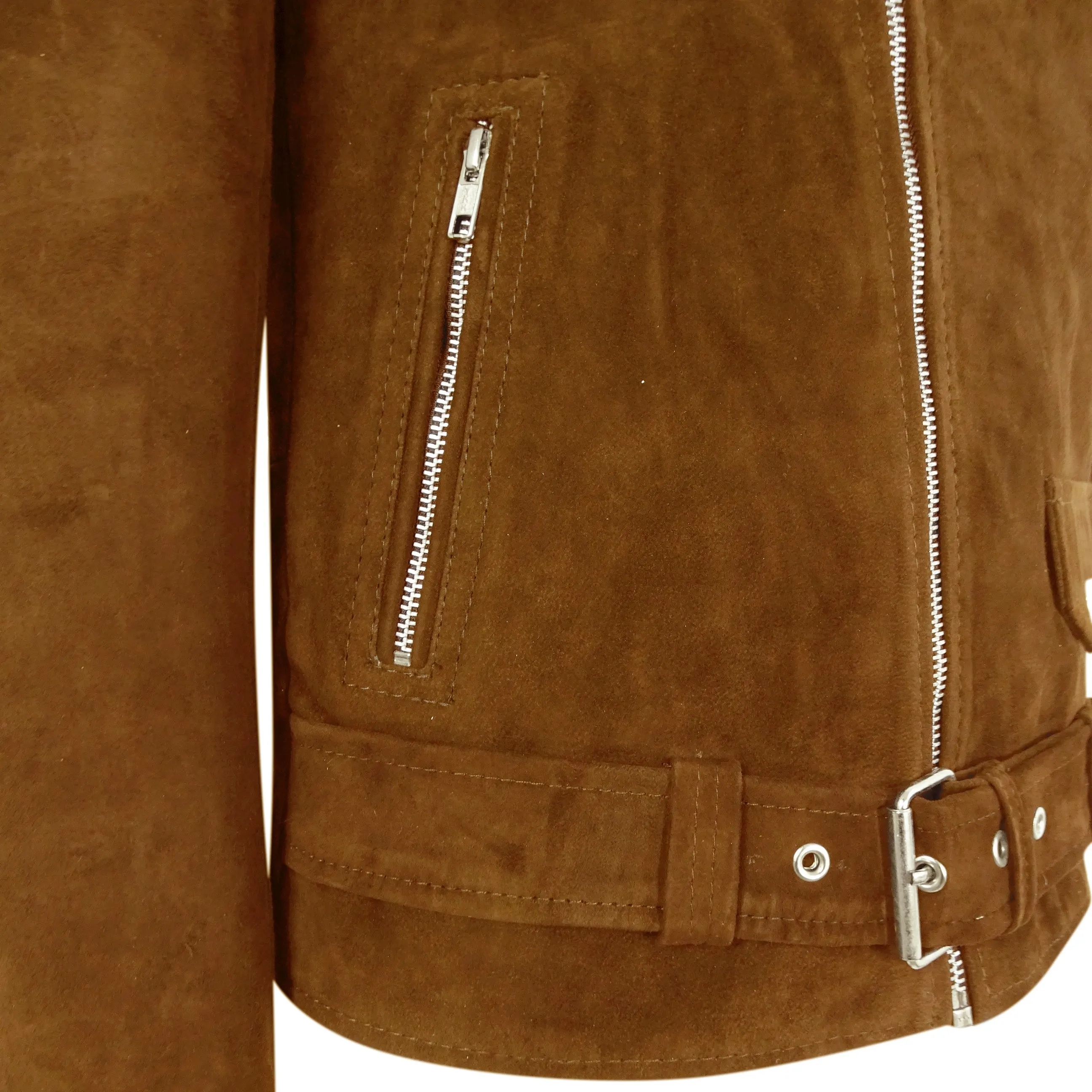 Brando Slim Cross Zip Suede Leather Jacket