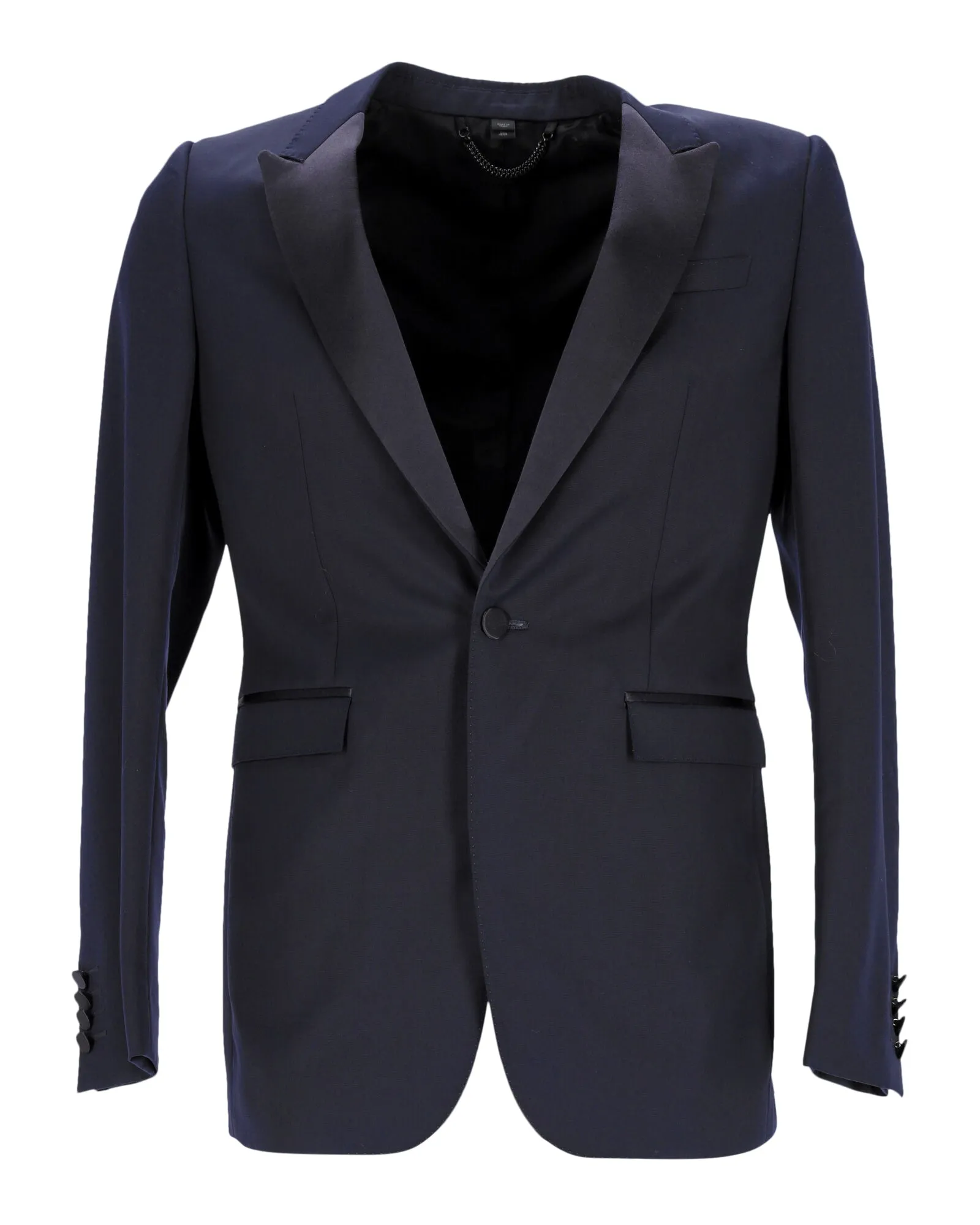 Burberry Smoking Jacket in Navy Blue Virgin Wool
