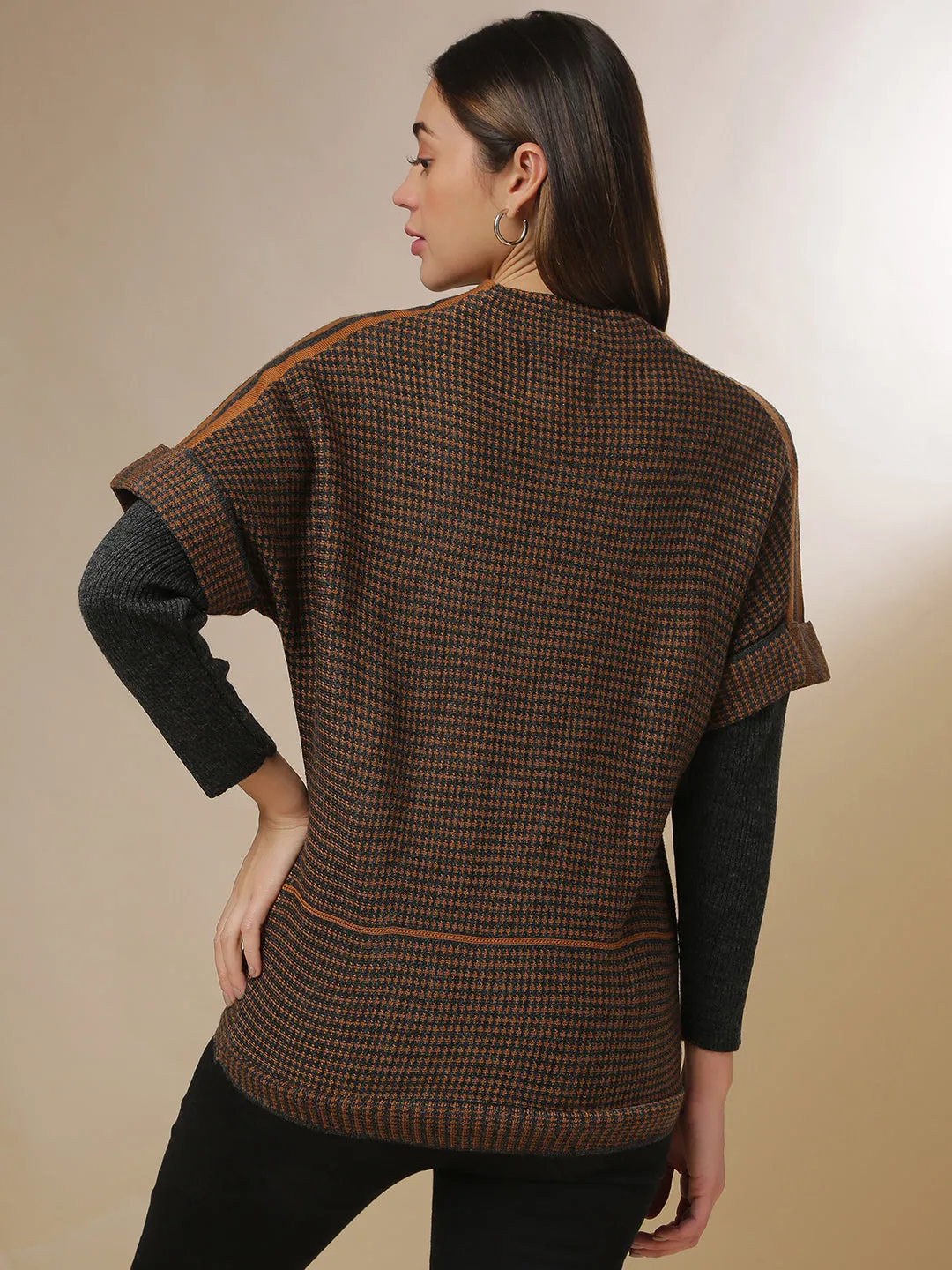 Campus Sutra Women Self Design Stylish Casual Sweaters