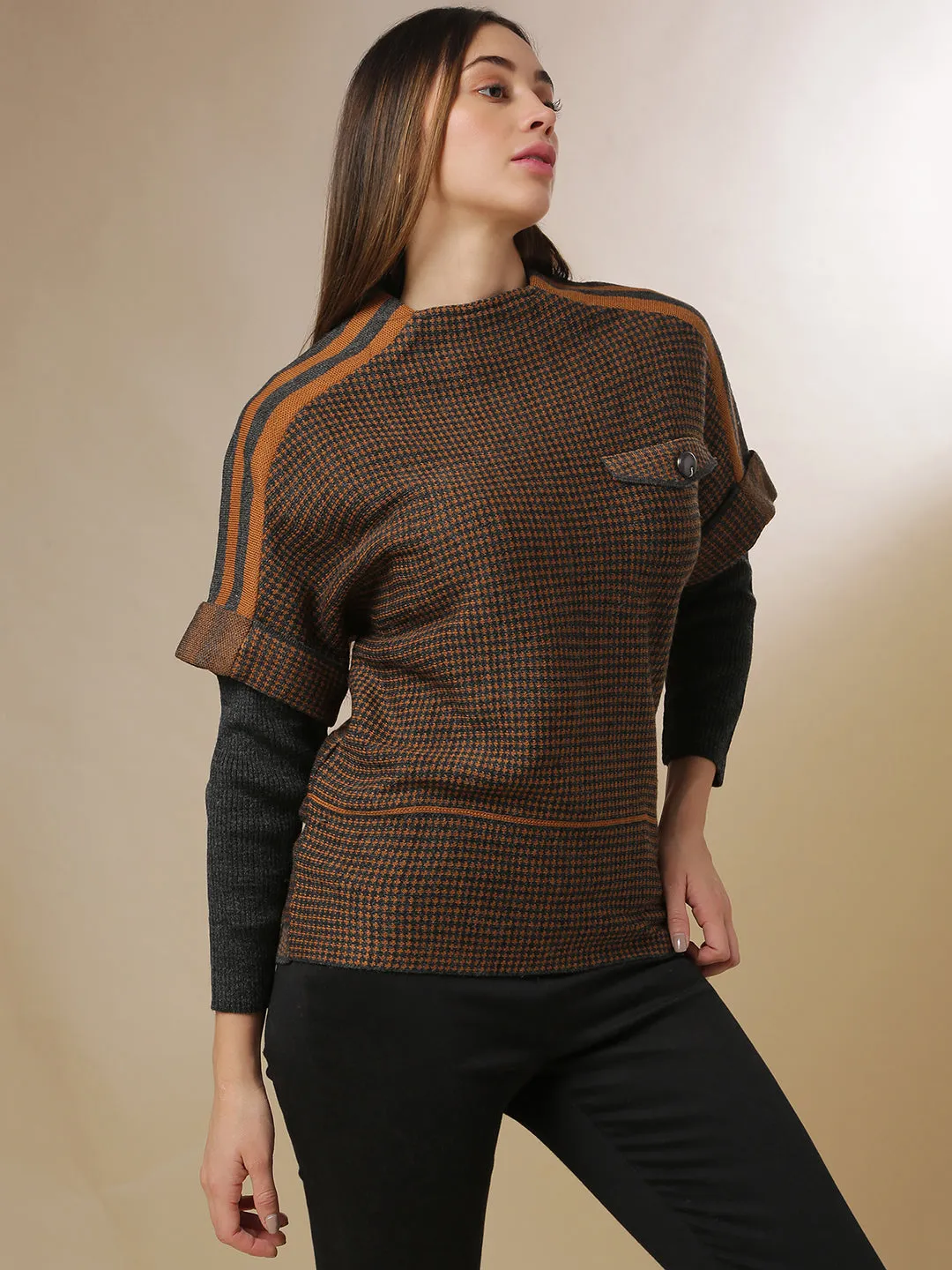 Campus Sutra Women Self Design Stylish Casual Sweaters