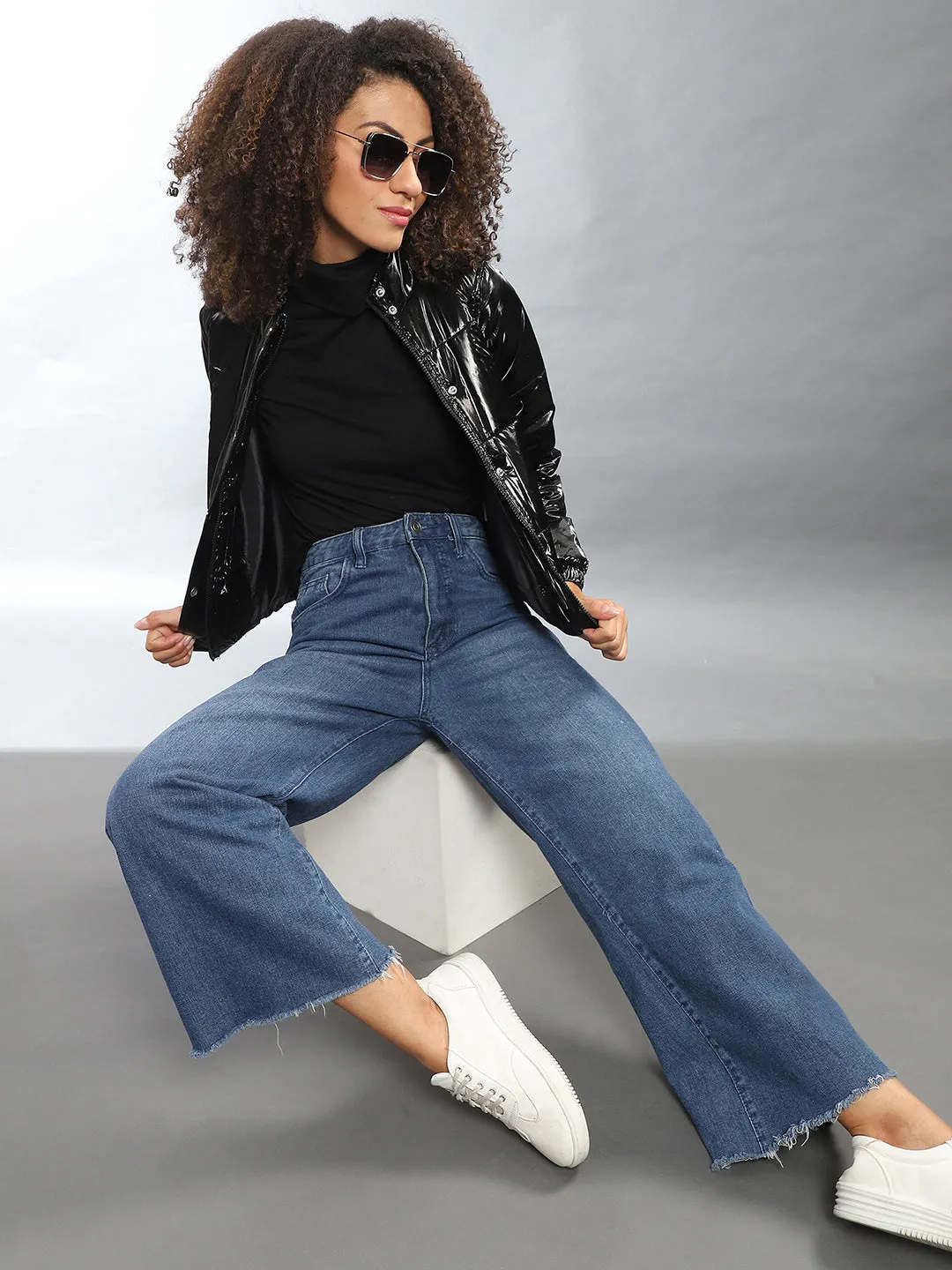 Campus Sutra Women Solid Stylish Casual Bomber Jacket